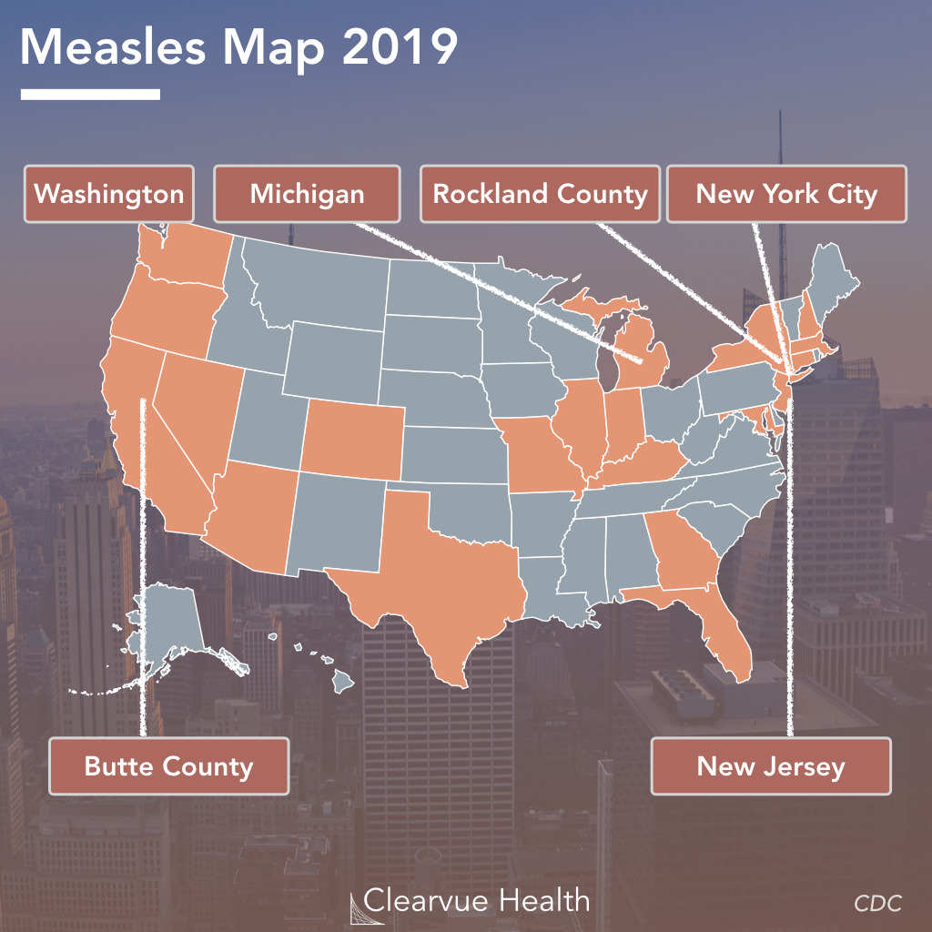Map of Measles Outbreaks in the United States: April 2019