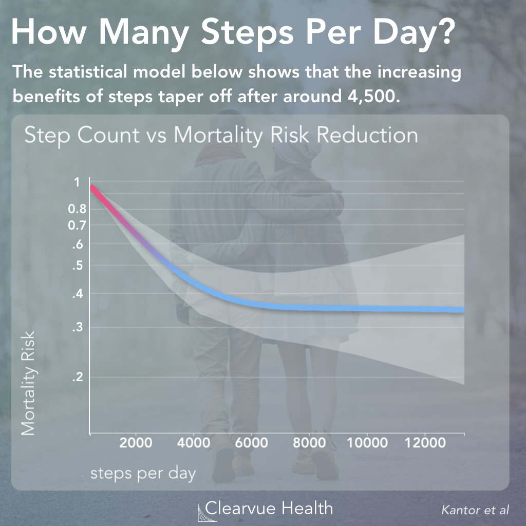 Statistical relationship between step count and mortality risk