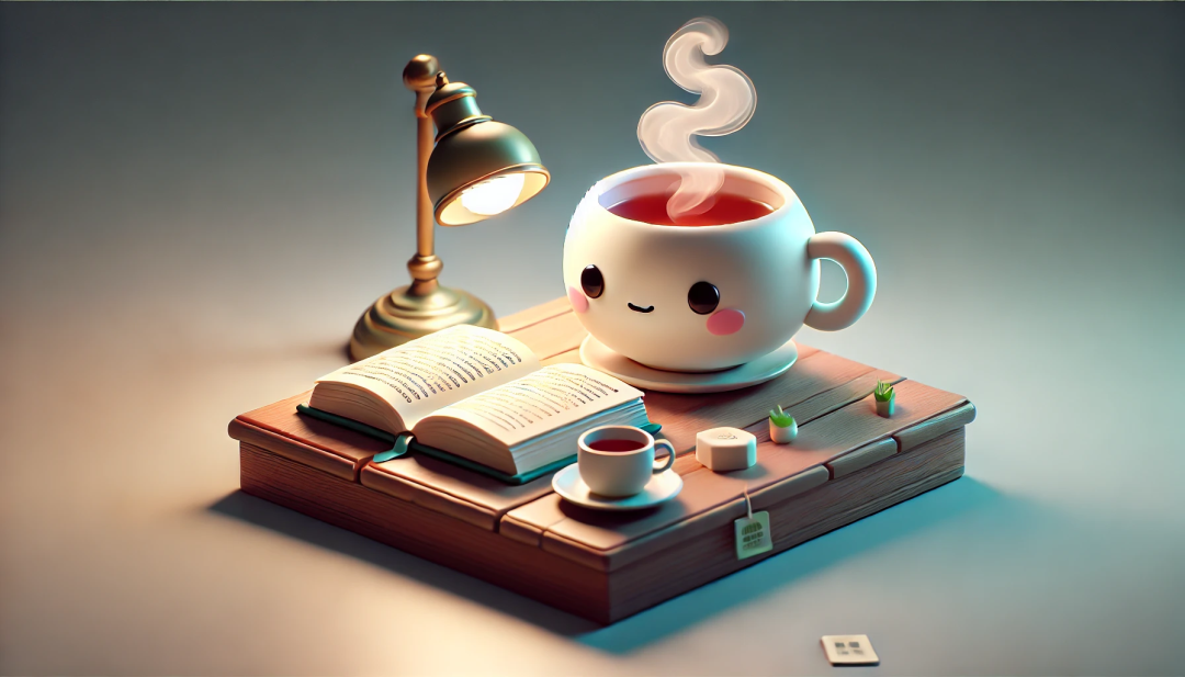 cozy cartoon image indicating that this is a library of studies