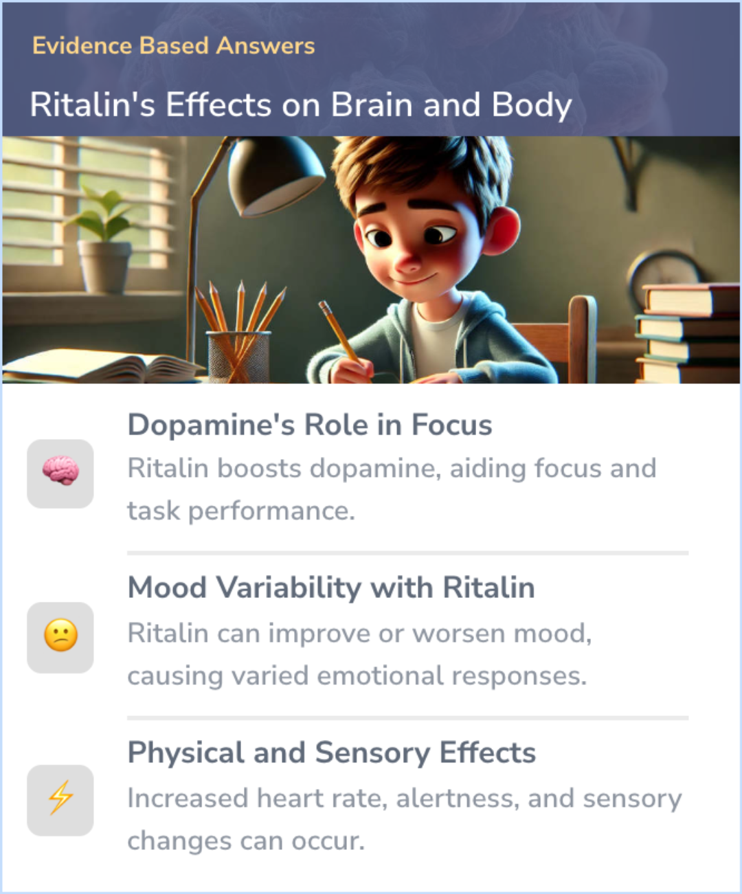 An infographic on How is Ritalin supposed to make you feel?