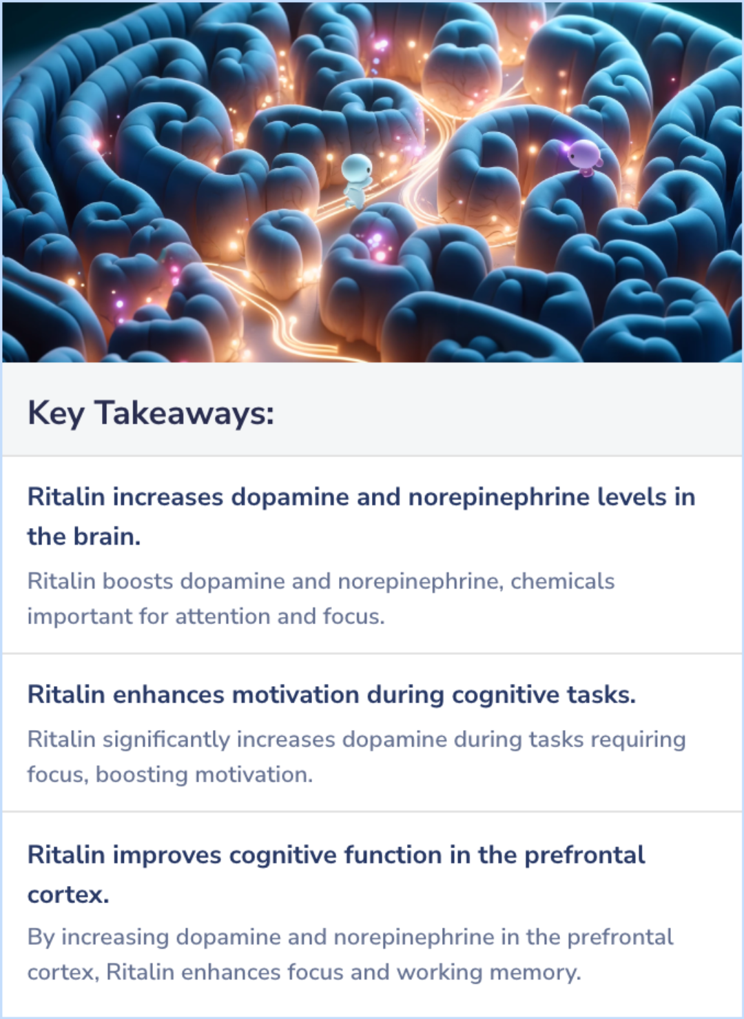 Key Takeaways for What does Ritalin increase the levels of?