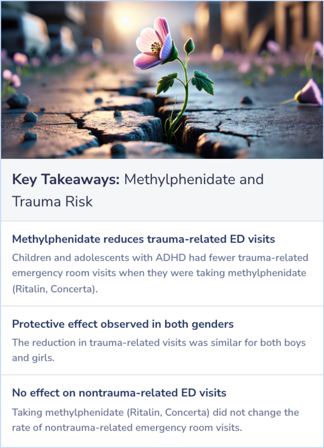 Key Takeaways for Methylphenidate and the risk of trauma