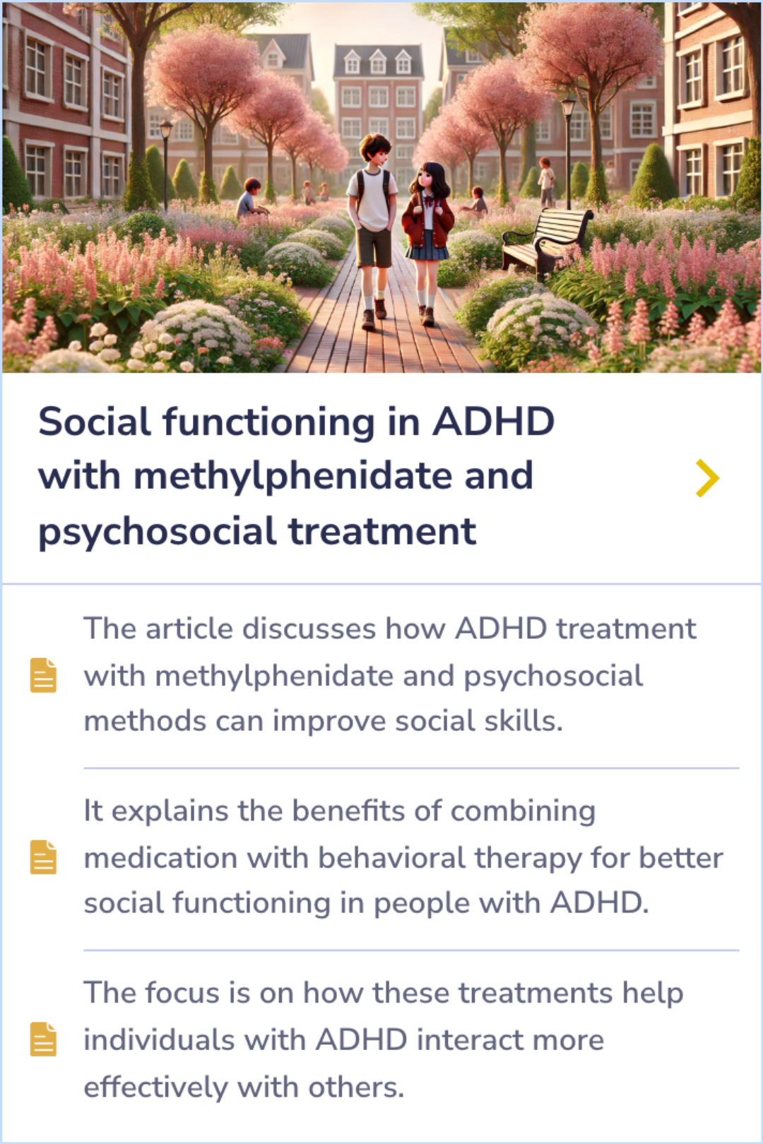 A summary card on the trends of methylphenidate dosage adjustments in children with ADHD, showing how combined treatments lead to lower maintenance doses and the frequency of medication adjustments.