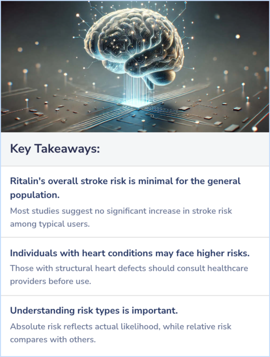 Key Takeaways for Does Ritalin increase stroke risk?