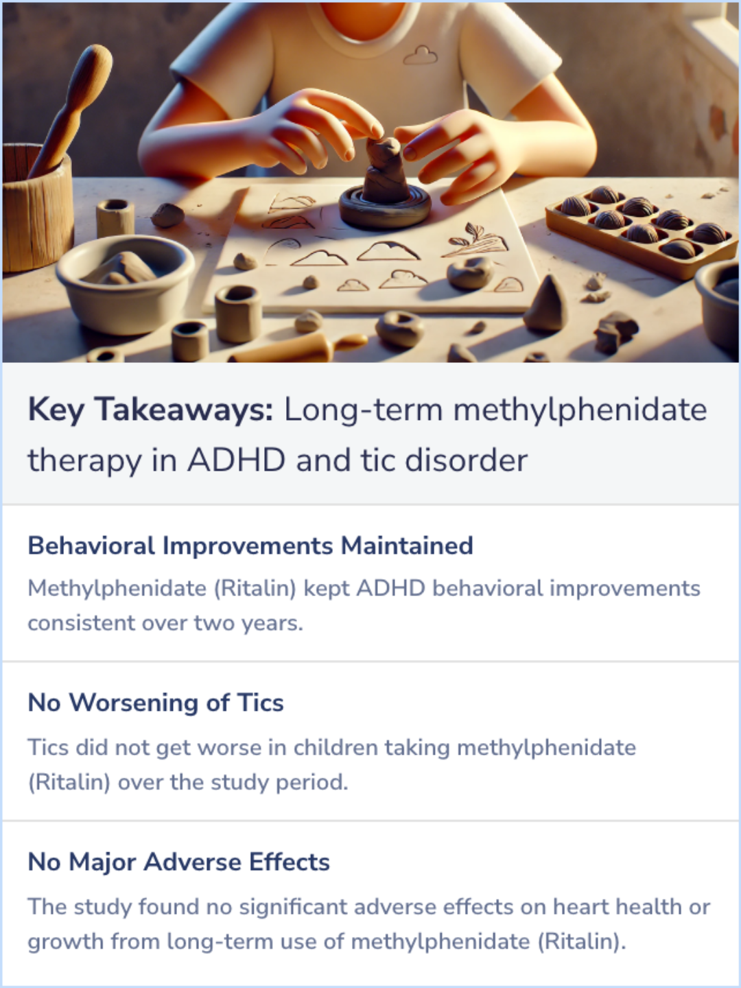 Key Takeaways for Long-term methylphenidate therapy in children with comorbid attention-deficit hyperactivity disorder and chronic multiple tic disorder
