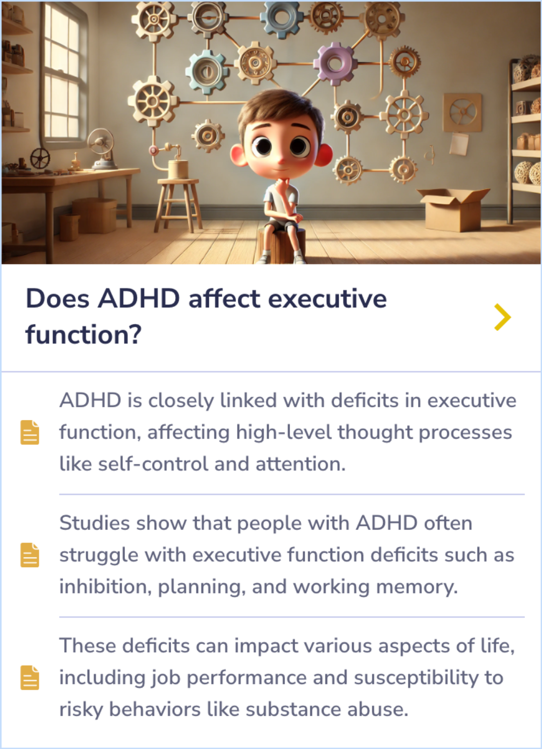 Summary Card comparing the effectiveness of once-daily OROS-MPH with usual care of IR-MPH in treating ADHD symptoms in children aged 6 to 12, highlighting better remission rates and well-tolerated side effects.