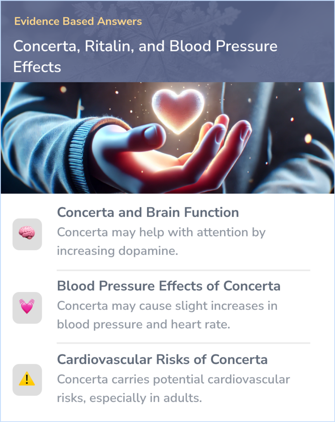 An infographic on Concerta, Ritalin, and Blood Pressure