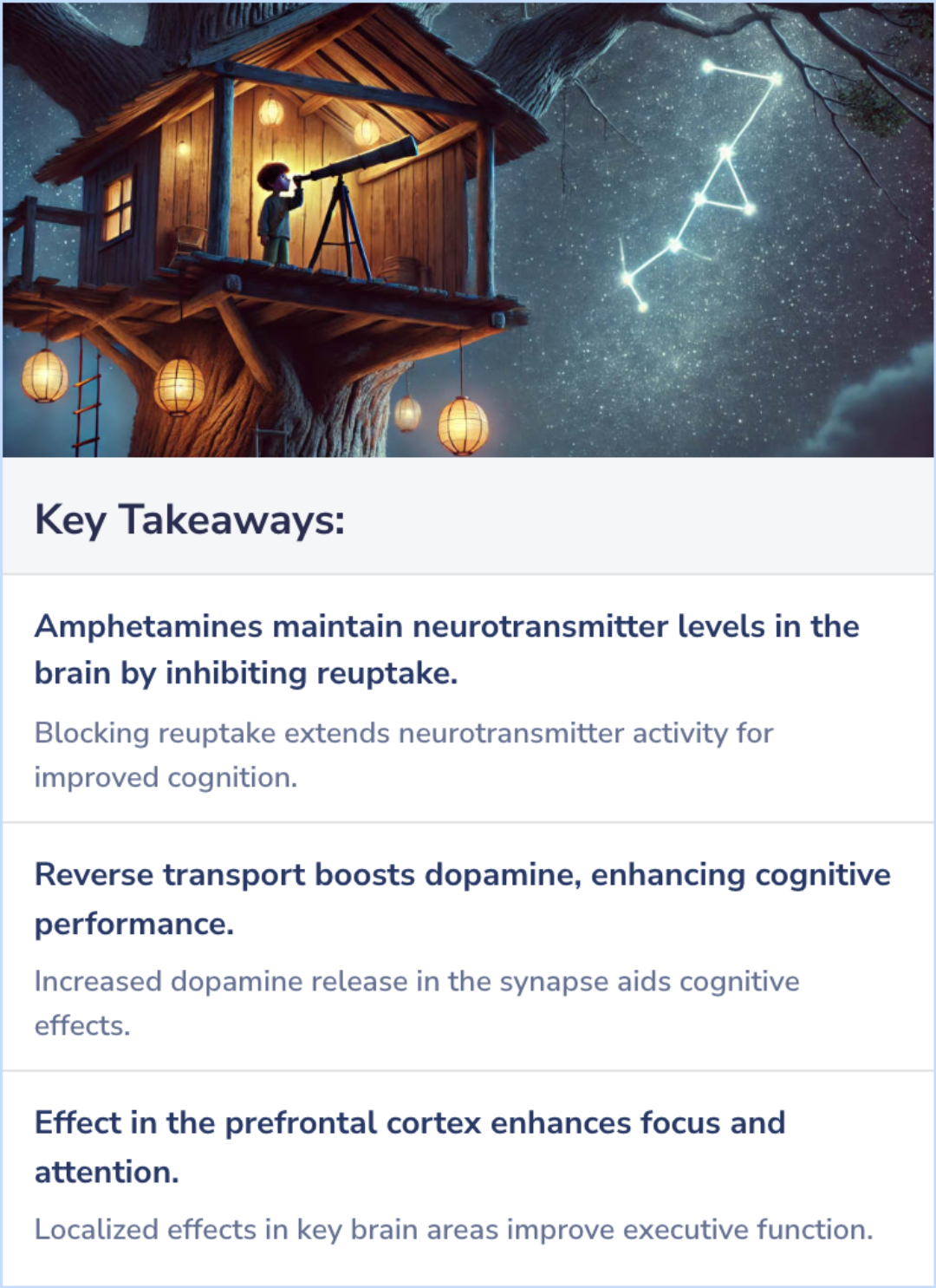 Key Takeaways for What Are the Mechanisms Behind Adderall (amphetamines) Ability to Enhance Cognitive Performance?