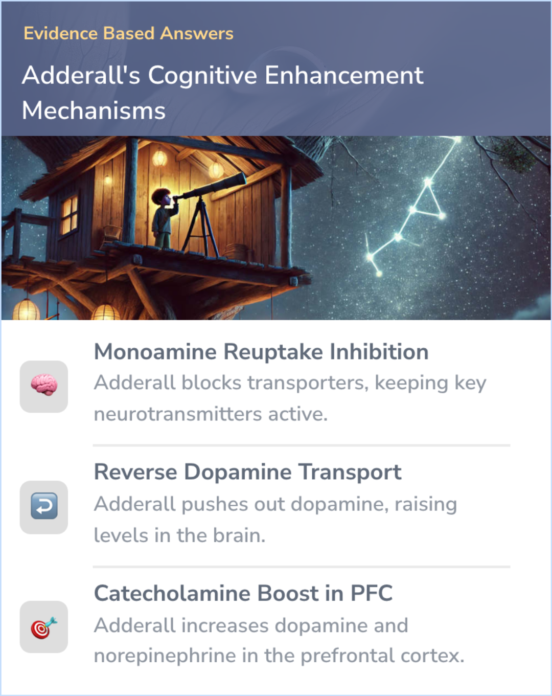 An infographic on What Are the Mechanisms Behind Adderall (amphetamines) Ability to Enhance Cognitive Performance?