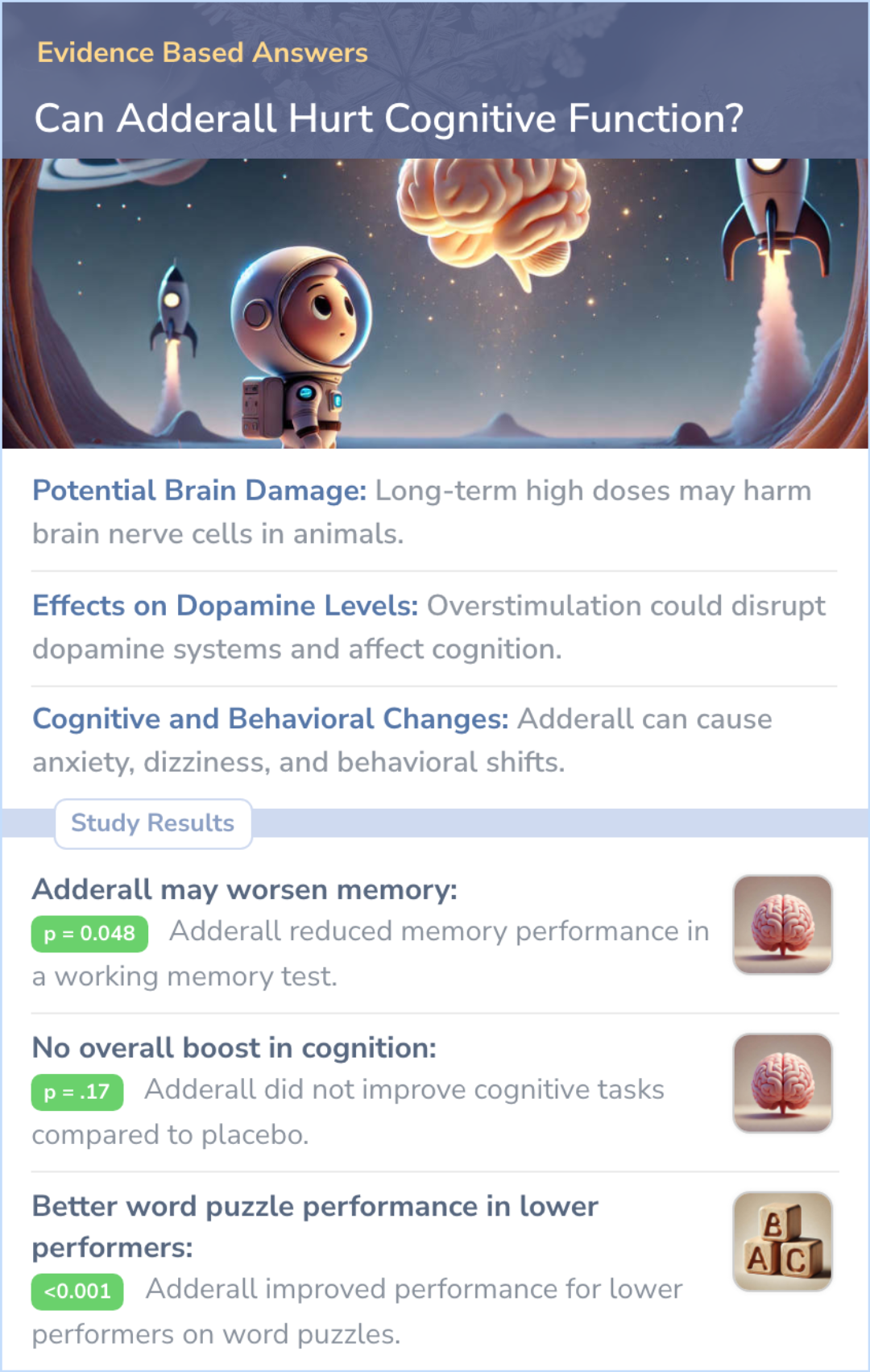 An infographic on Can Adderall Negatively Impact Cognition?