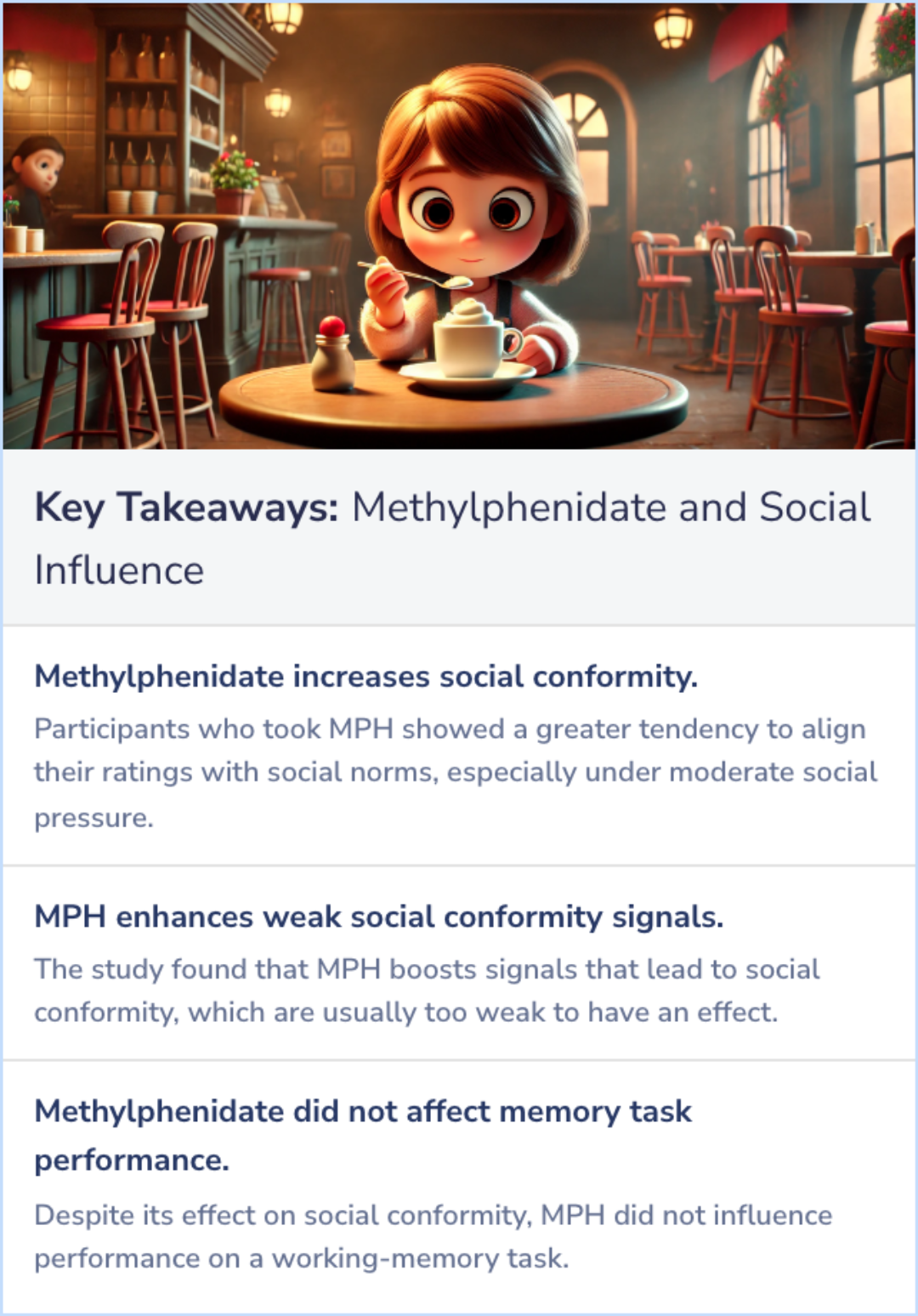 Key Takeaways for Modulation of social influence by methylphenidate