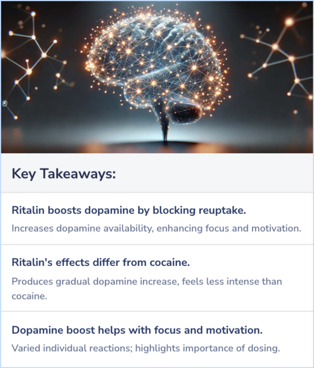 Key Takeaways for Why does Ritalin  feel so good?