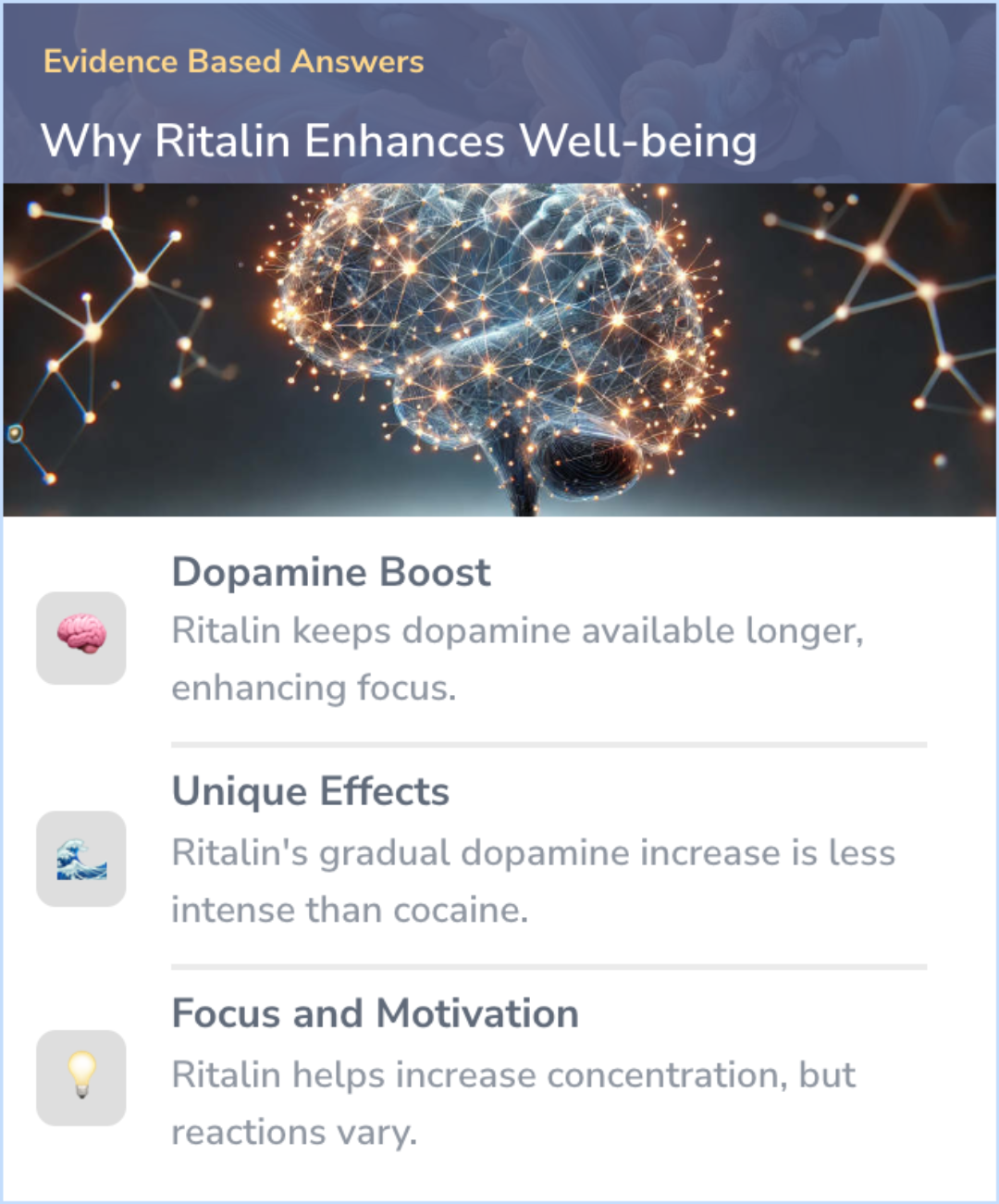 An infographic on Why does Ritalin  feel so good?