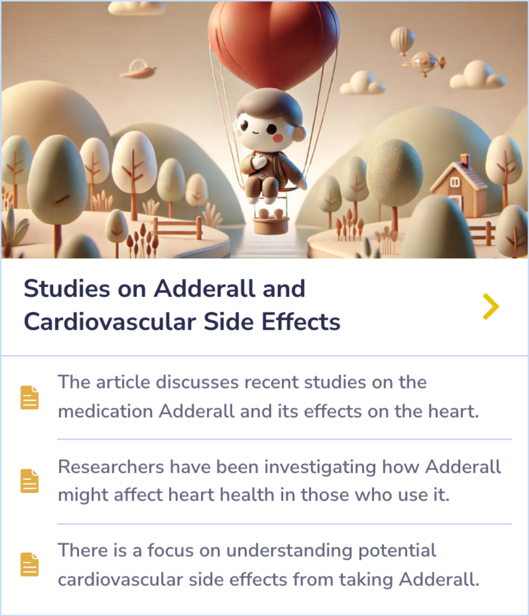 Summary card discussing how to handle missed doses of Adderall and the importance of keeping a regular dosing schedule, with advice to consult a doctor for personalized adjustments.