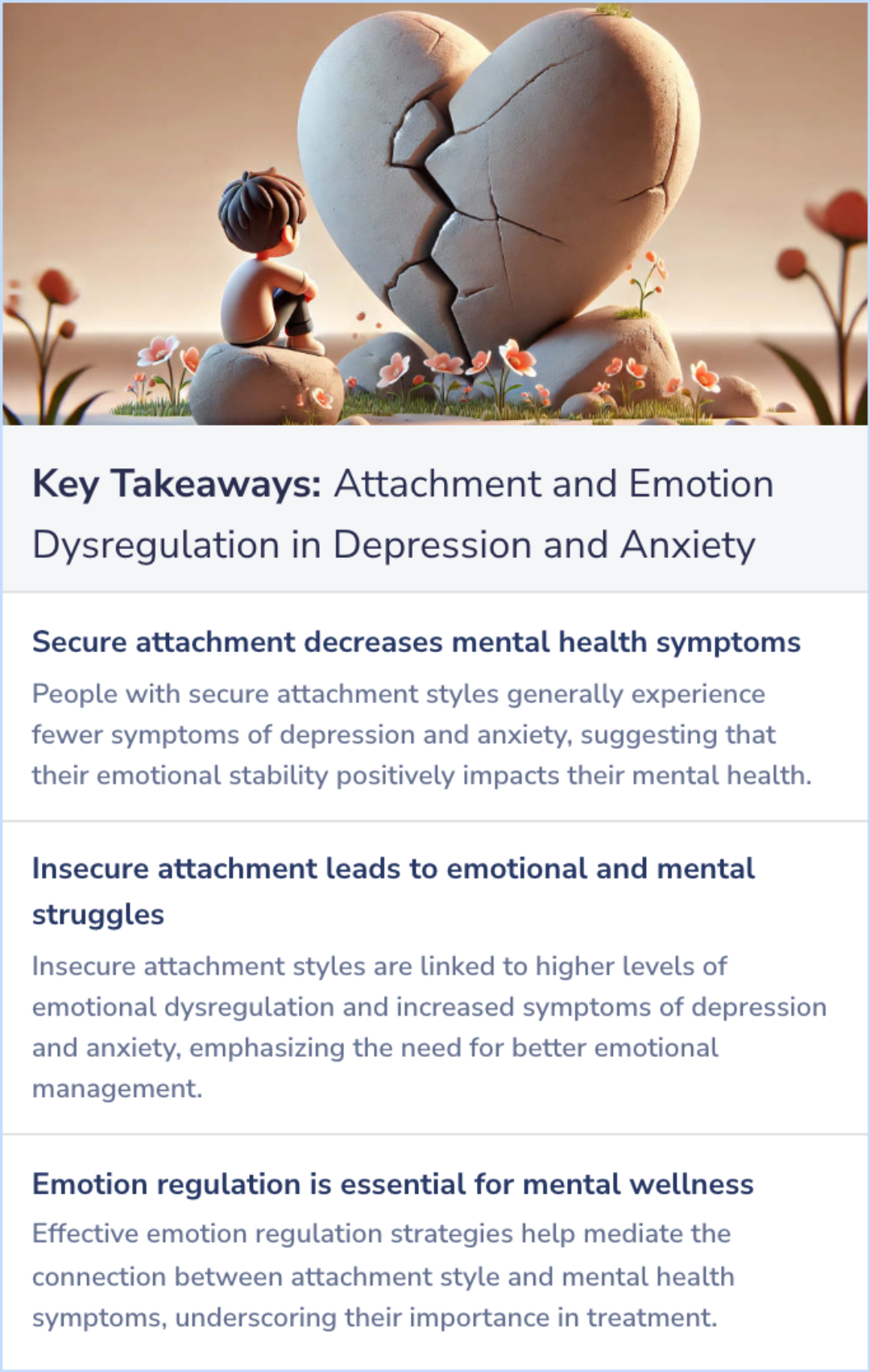 Key Takeaways for Adult attachment, emotion dysregulation, and symptoms of depression and generalized anxiety disorder