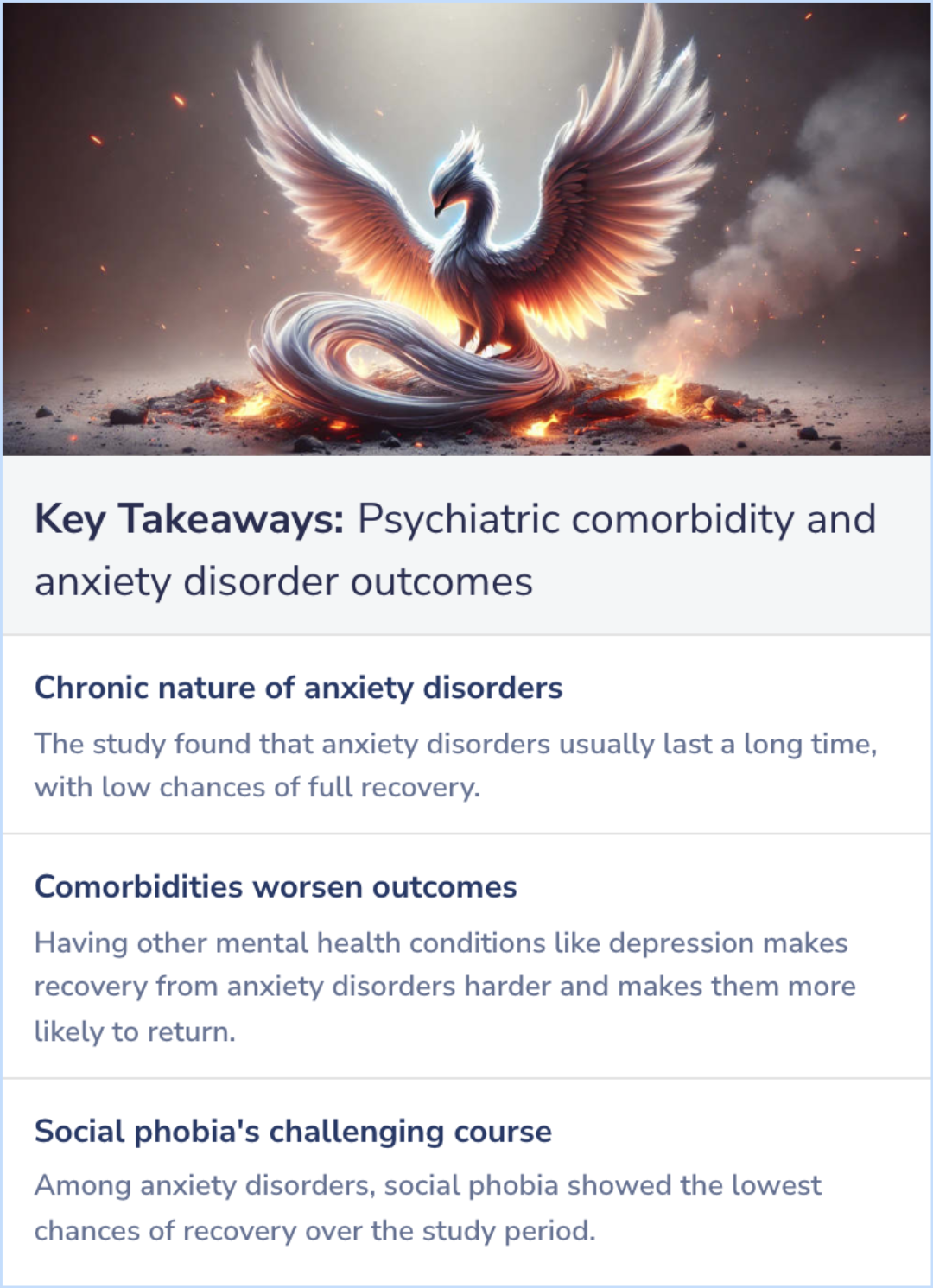 Key Takeaways for Influence of psychiatric comorbidity on recovery and recurrence in generalized anxiety disorder, social phobia, and panic disorder: a 12-year prospective study
