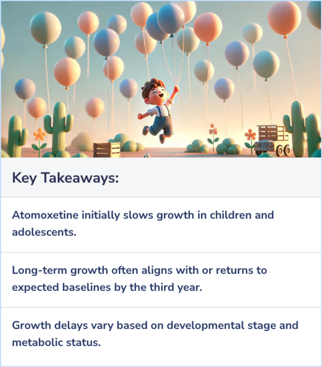 Key Takeaways for What are the long-term effects of Atomoxetine on growth in children and adolescents with ADHD?