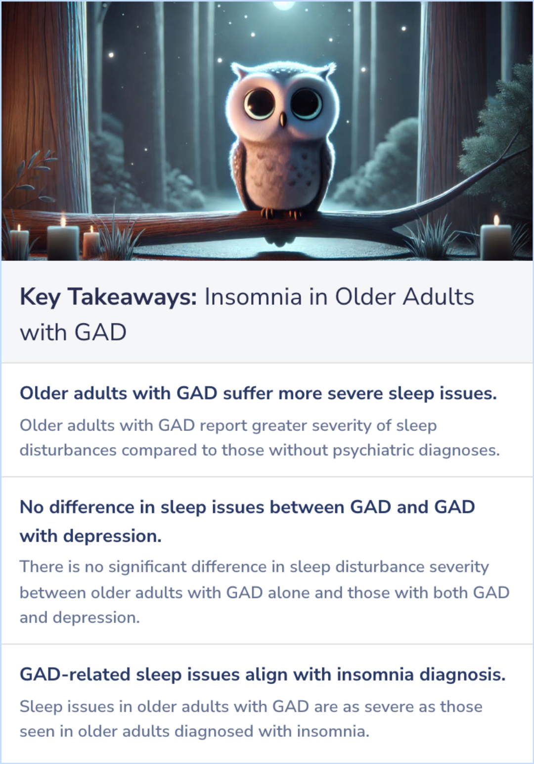 Key Takeaways for Insomnia in older adults with generalized anxiety disorder