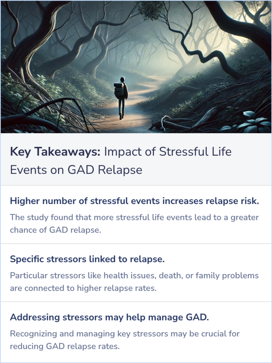 Key Takeaways for The impact of stressful life events on relapse of generalized anxiety disorder