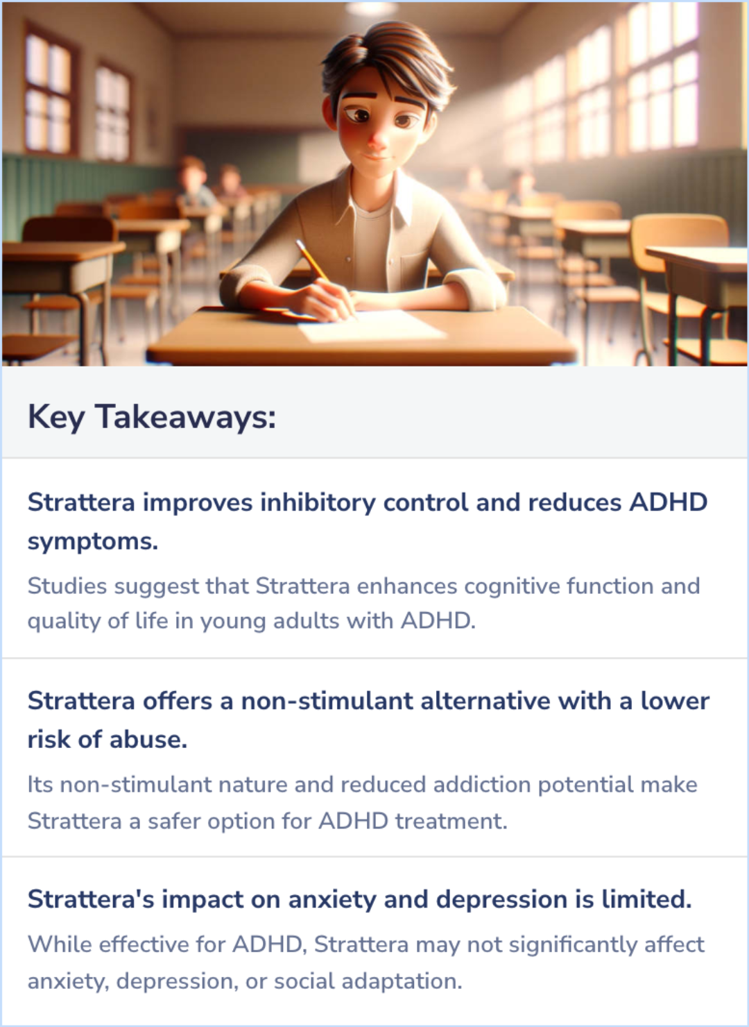 Key Takeaways for Does Strattera (atomoxetine) improve lifestyle and functional outcomes in young adults with ADHD?