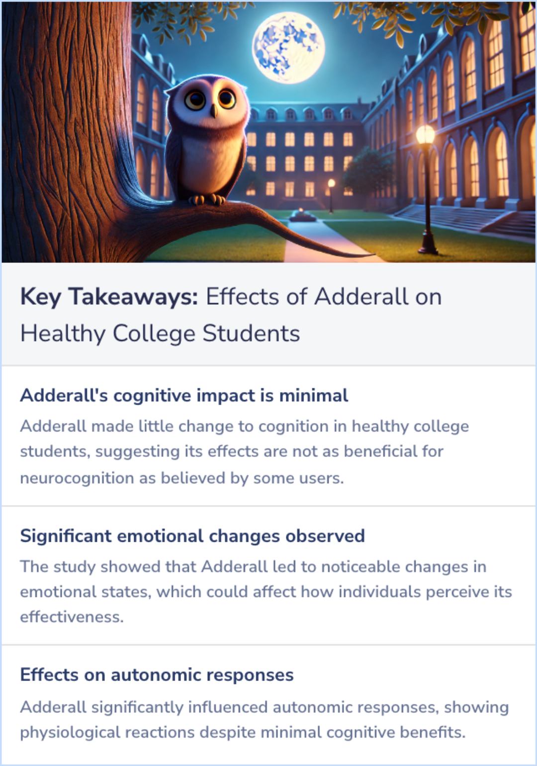 Key Takeaways for Neurocognitive, Autonomic, and Mood Effects of Adderall: A Pilot Study of Healthy College Students