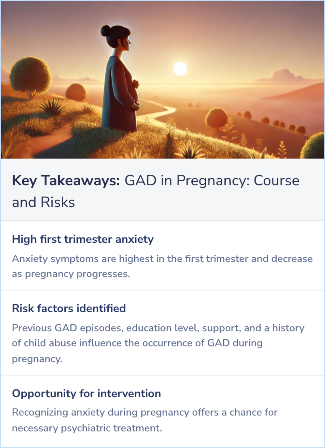 Key Takeaways for Generalized anxiety disorder: course and risk factors in pregnancy