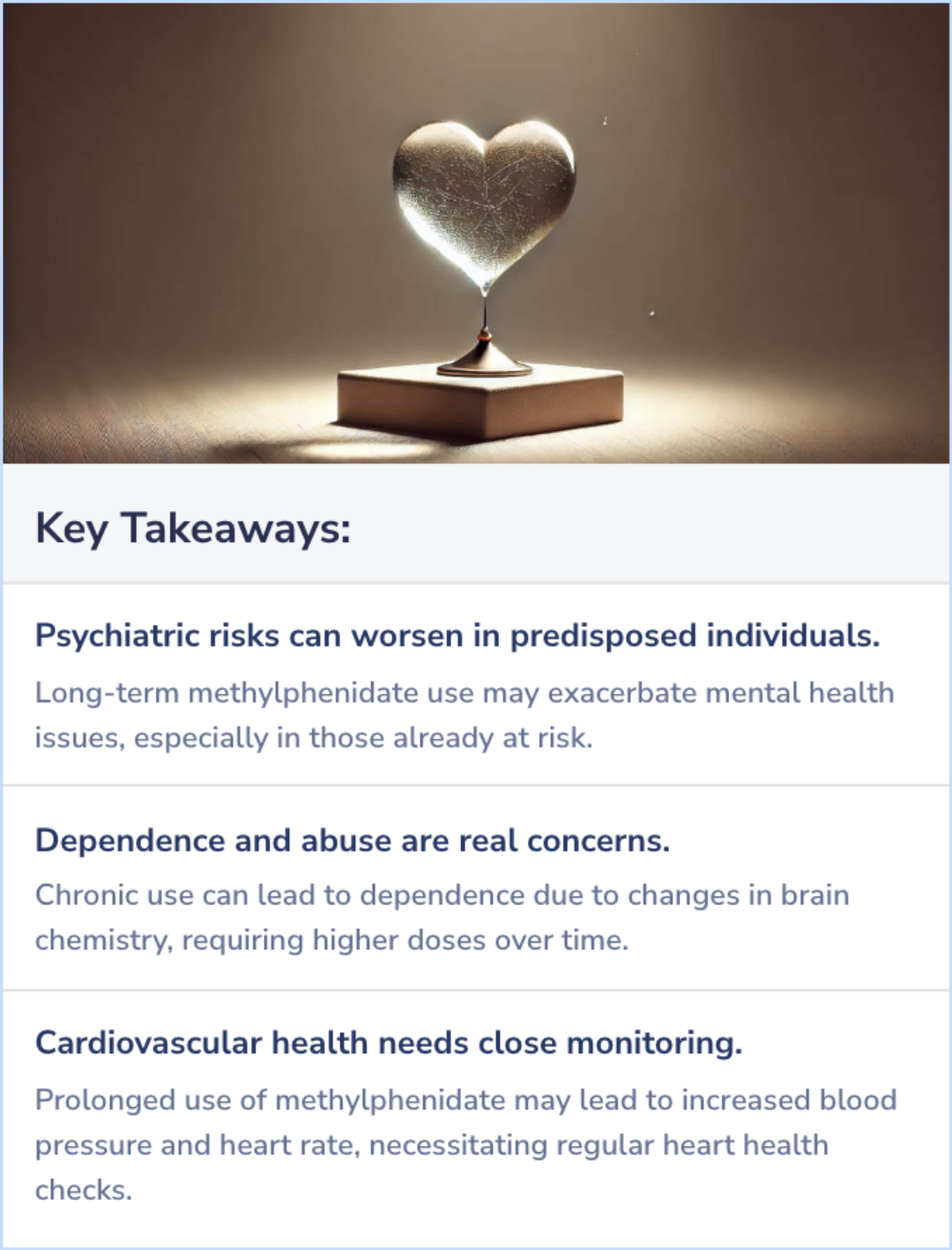 Key Takeaways for What Are the Long-Term Risks of Using Methylphenidate for Neuroenhancement?