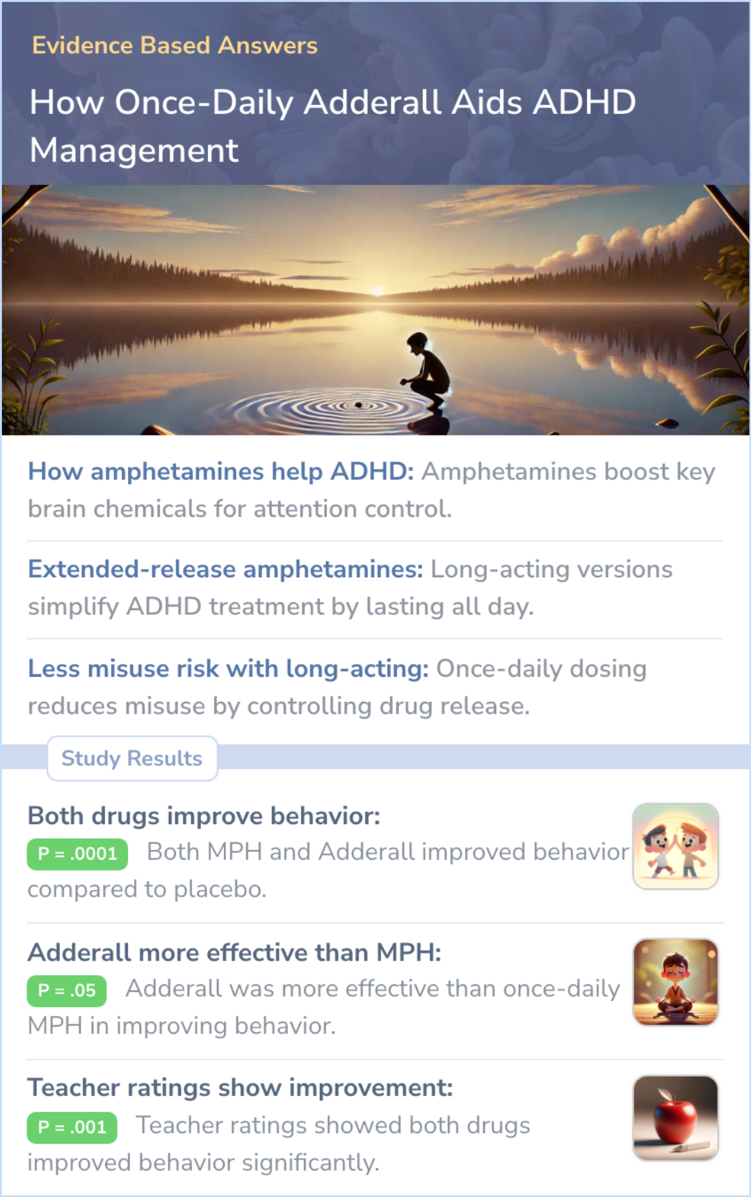 An infographic on Does Once-Daily Adderall Improve ADHD Management?