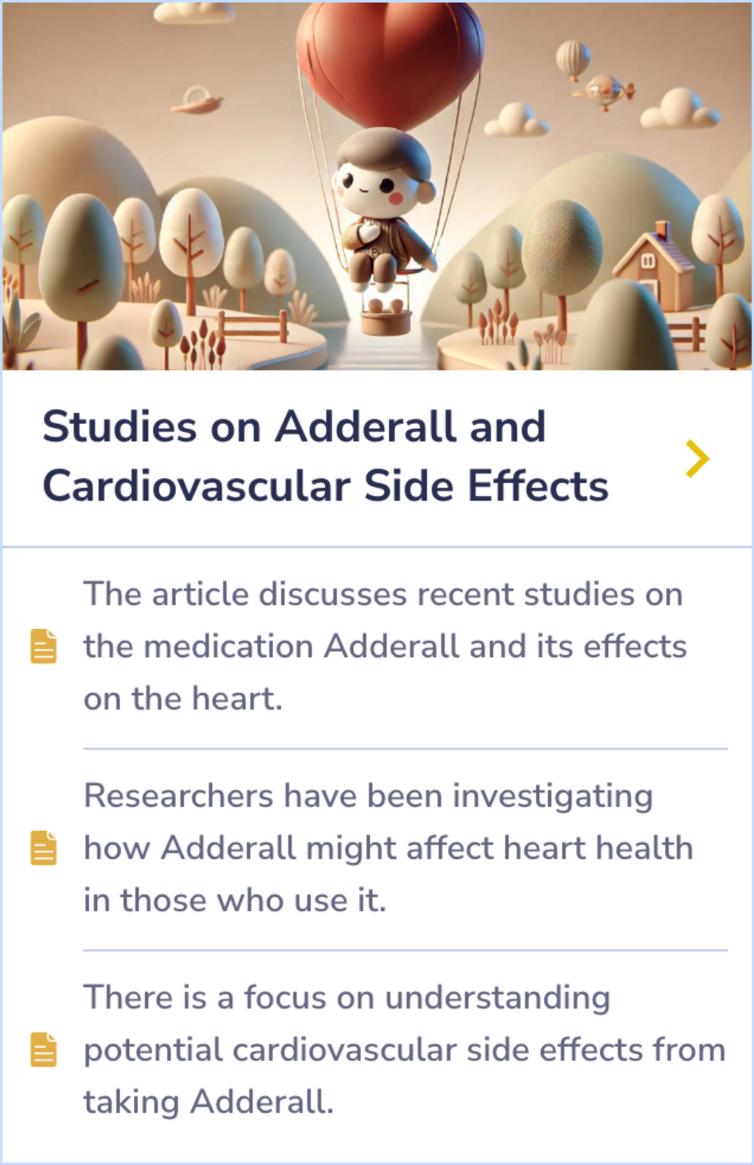 Summary card discussing how to handle missed doses of Adderall and the importance of keeping a regular dosing schedule, with advice to consult a doctor for personalized adjustments.