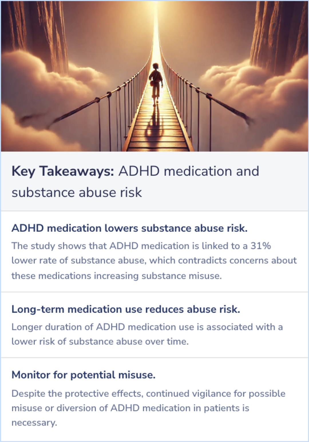 Key Takeaways for Stimulant ADHD medication and risk for substance abuse