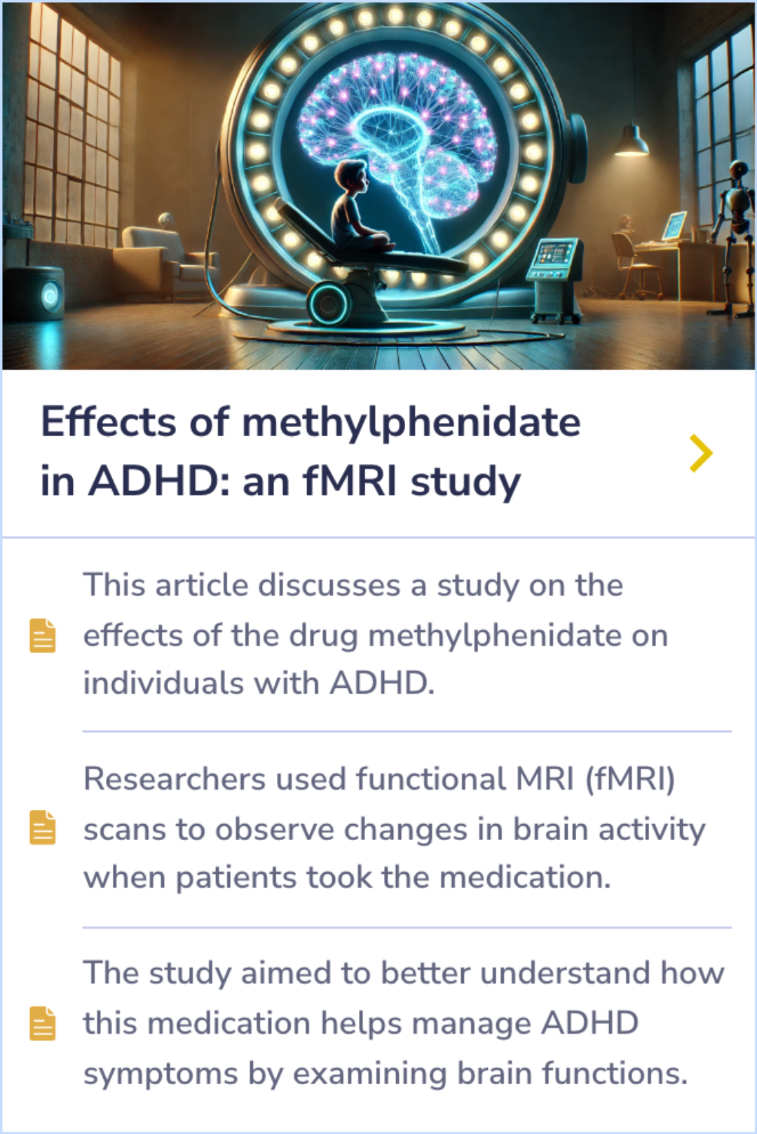 Summary Card comparing motor timing deficits in ADHD boys and community hyperactive boys, highlighting the impact of methylphenidate.