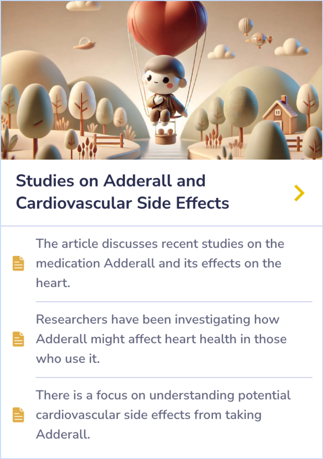 Summary card discussing how to handle missed doses of Adderall and the importance of keeping a regular dosing schedule, with advice to consult a doctor for personalized adjustments.