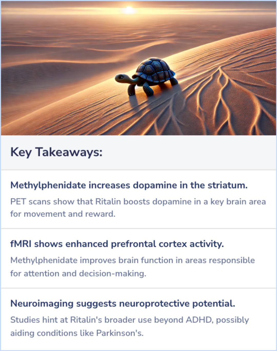 Key Takeaways for Insights into Ritalin (methylphenidate) from Neuroimaging and fMRI