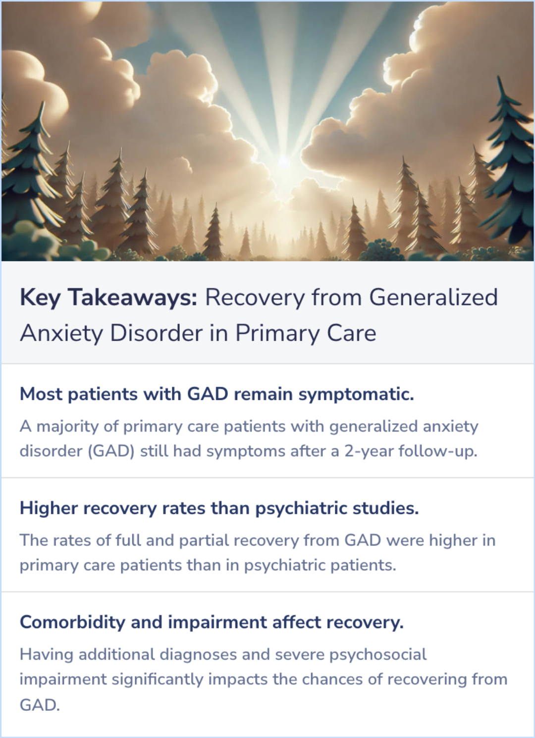 Key Takeaways for Characteristics and predictors of full and partial recovery from generalized anxiety disorder in primary care patients