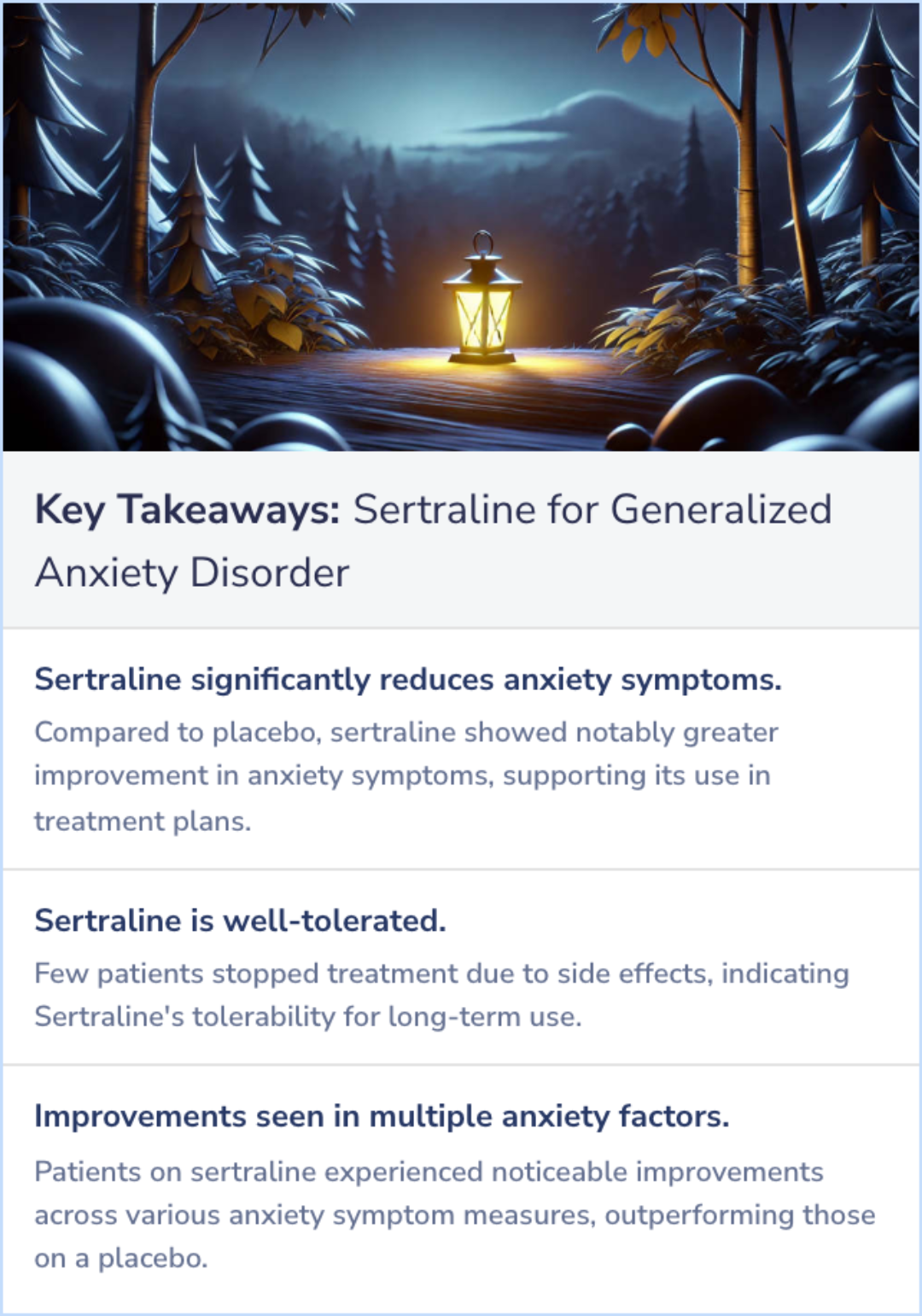 Key Takeaways for Efficacy of sertraline in a 12-week trial for generalized anxiety disorder