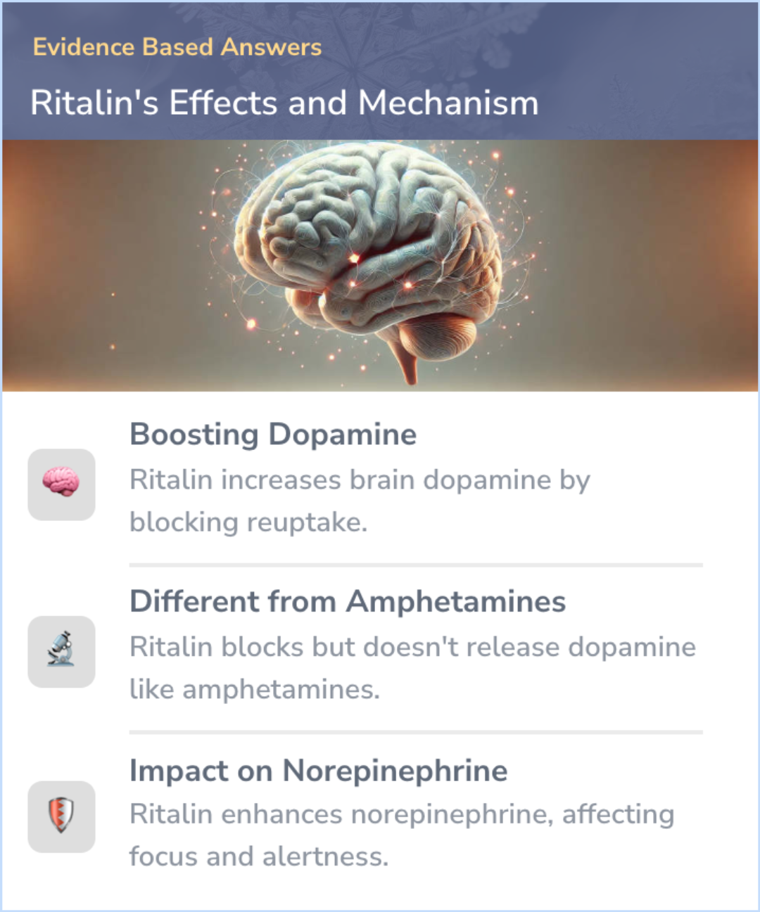 An infographic on What is the action of Ritalin?