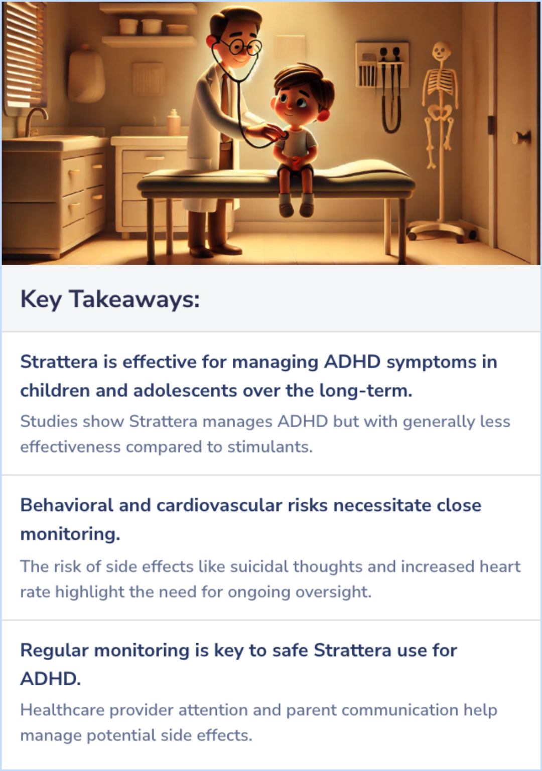 Key Takeaways for 3 Studies: Is Strattera (atomoxetine) safe for long-term use in children and adolescents with ADHD?