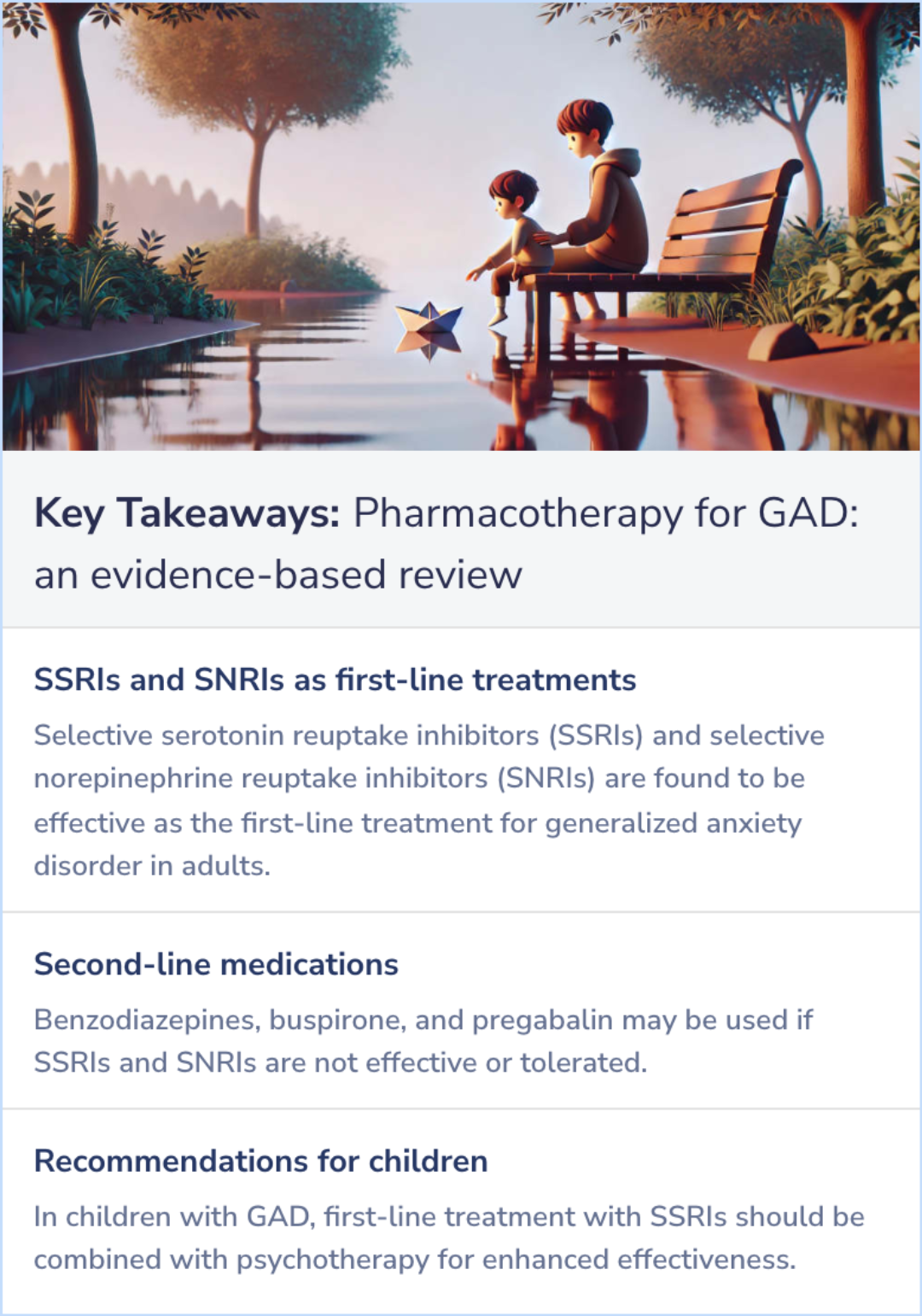 Key Takeaways for Pharmacotherapy for generalized anxiety disorder in adult and pediatric patients: an evidence-based treatment review