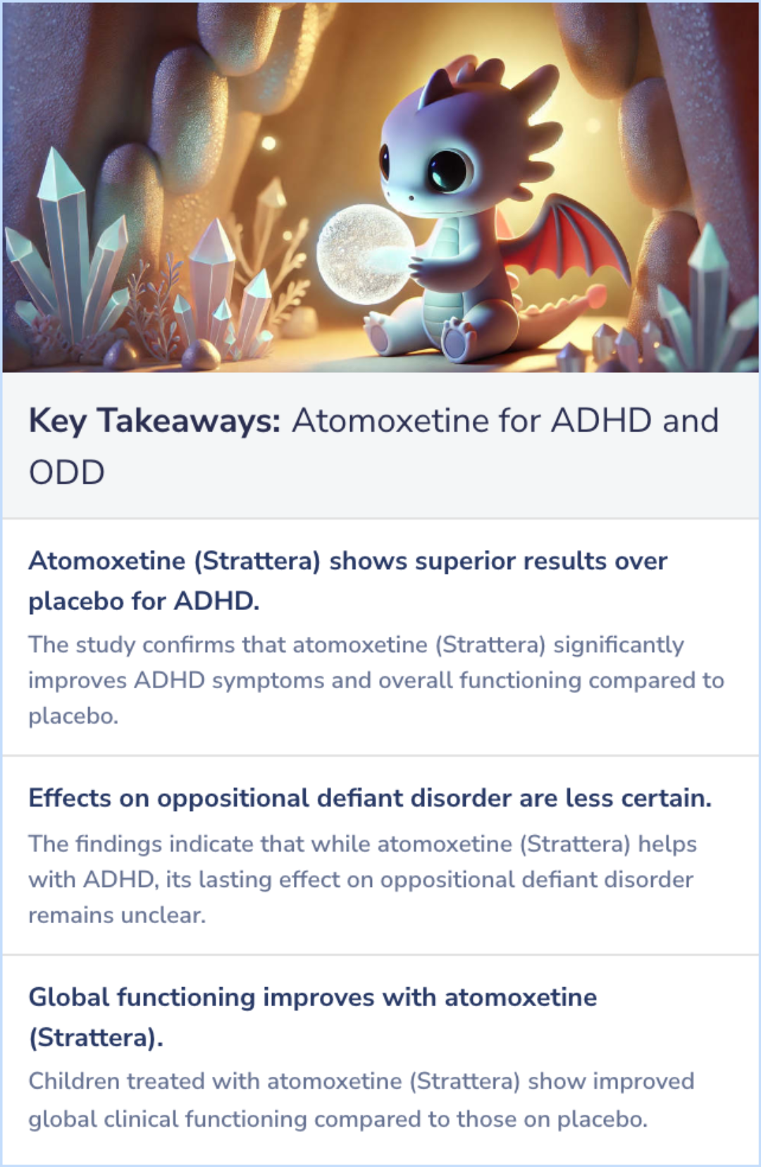 Key Takeaways for Atomoxetine for the treatment of attention-deficit/hyperactivity disorder and oppositional defiant disorder