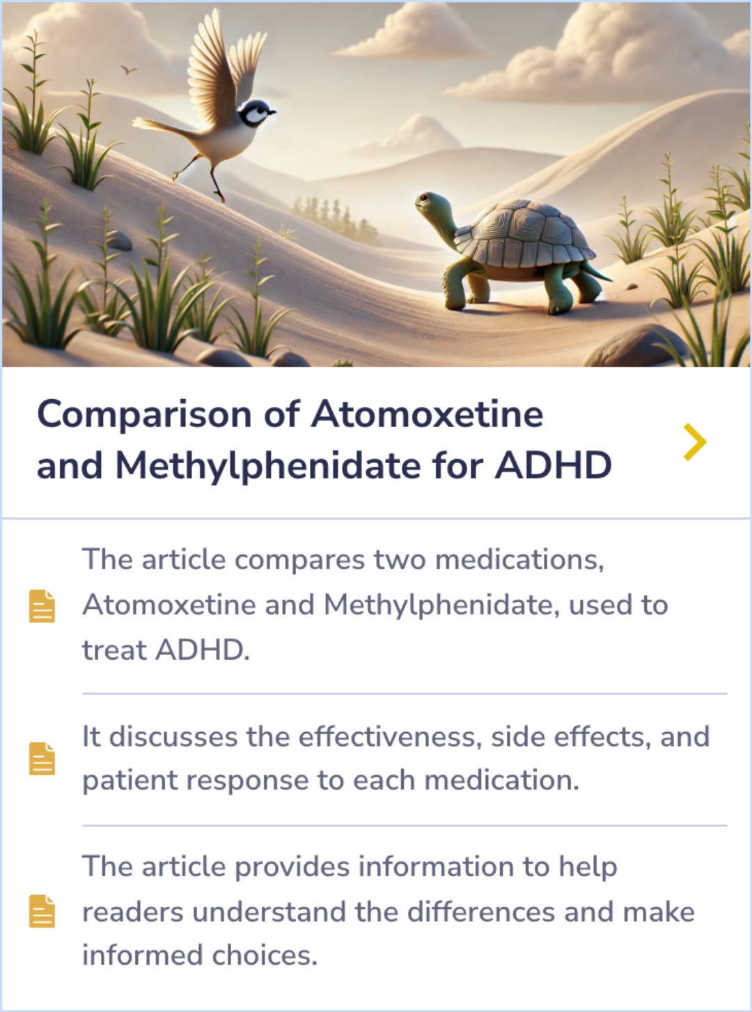 Summary Card outlining a study analysis on the effects of methylphenidate for ADHD in children and adolescents. It combines data from multiple trials and includes ratings from teachers, parents, and observers to assess the drug's benefits and risks using the GRADE method.