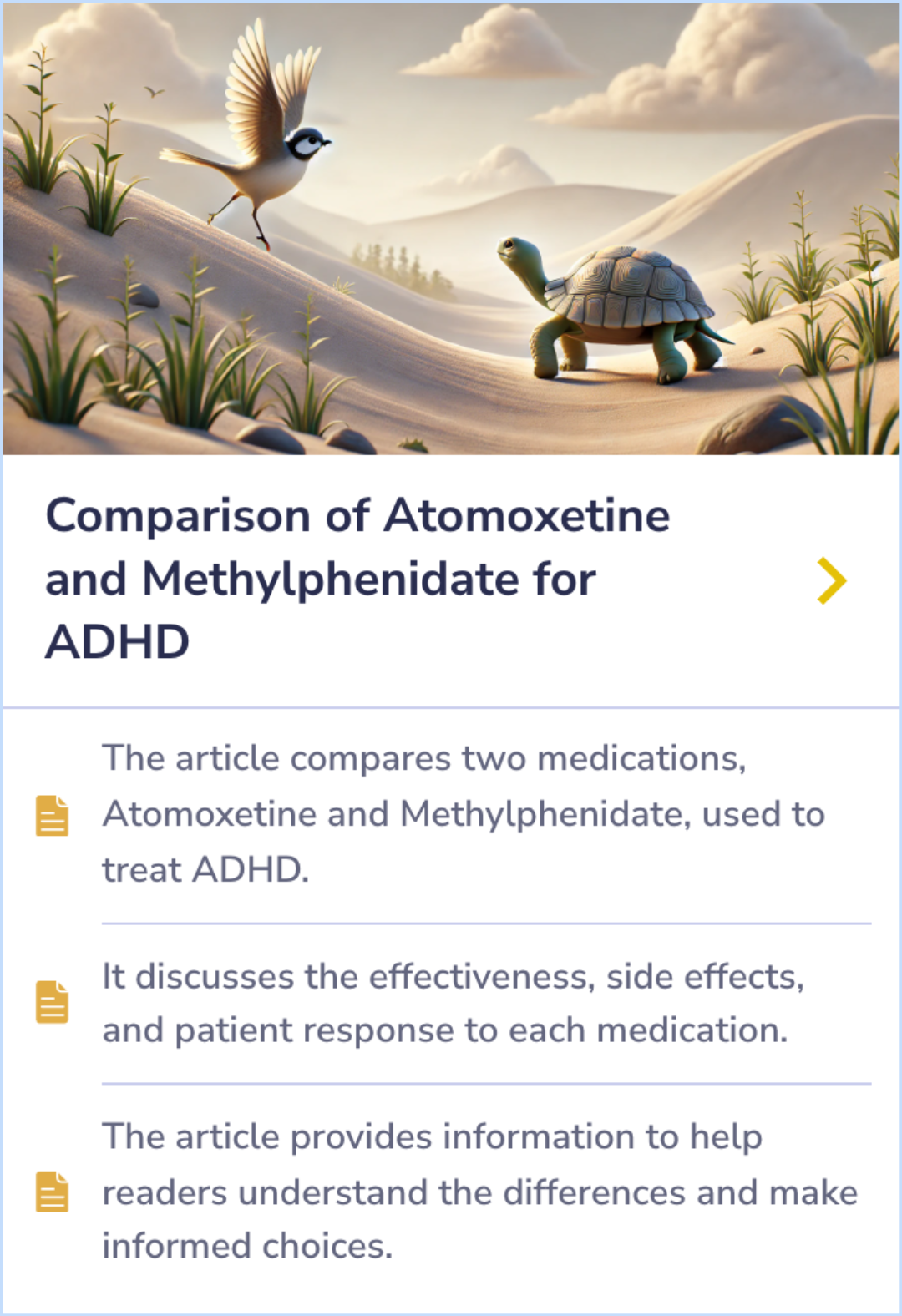 Summary Card outlining a study analysis on the effects of methylphenidate for ADHD in children and adolescents. It combines data from multiple trials and includes ratings from teachers, parents, and observers to assess the drug's benefits and risks using the GRADE method.
