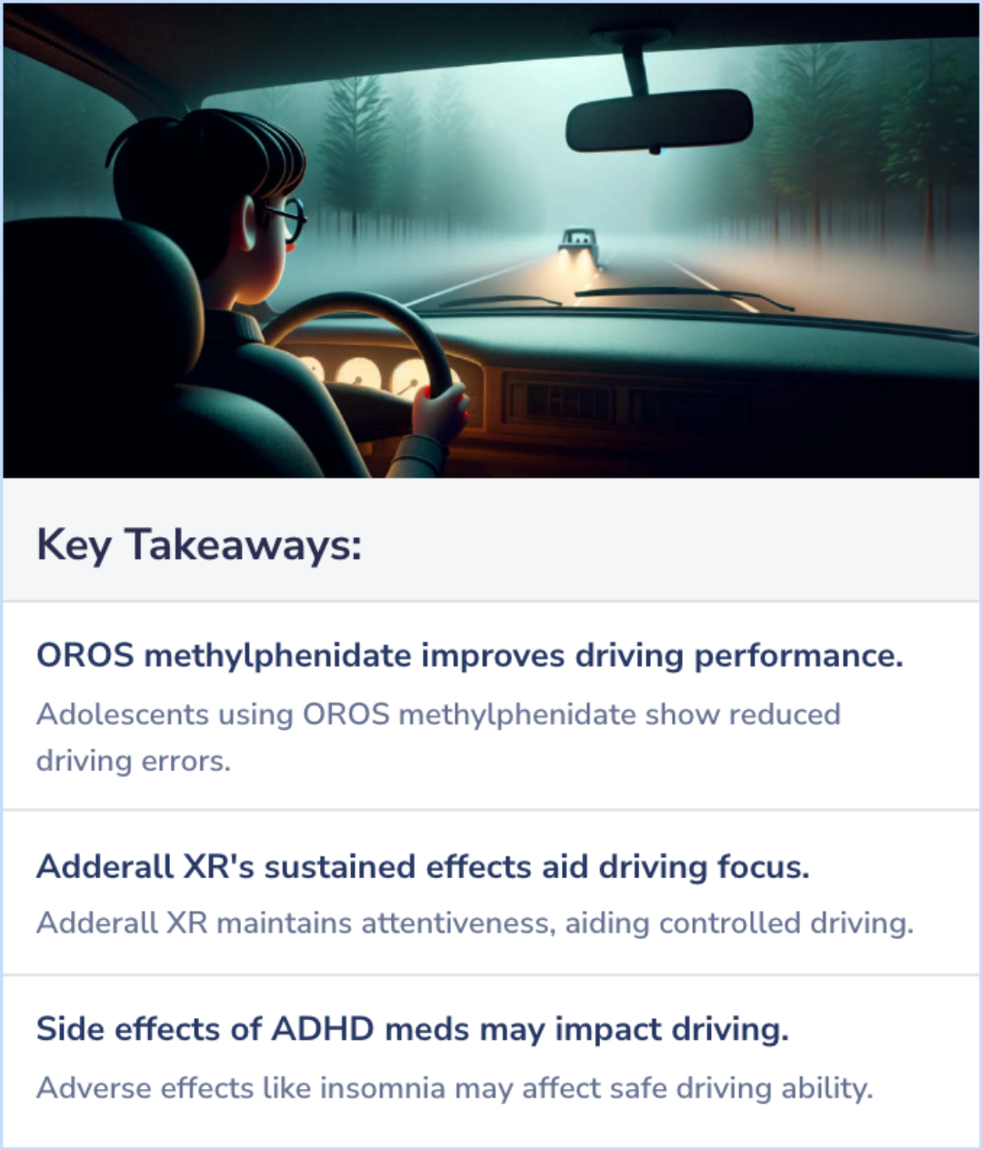 Key Takeaways for How do ADHD medications affect driving performance in adolescents?
