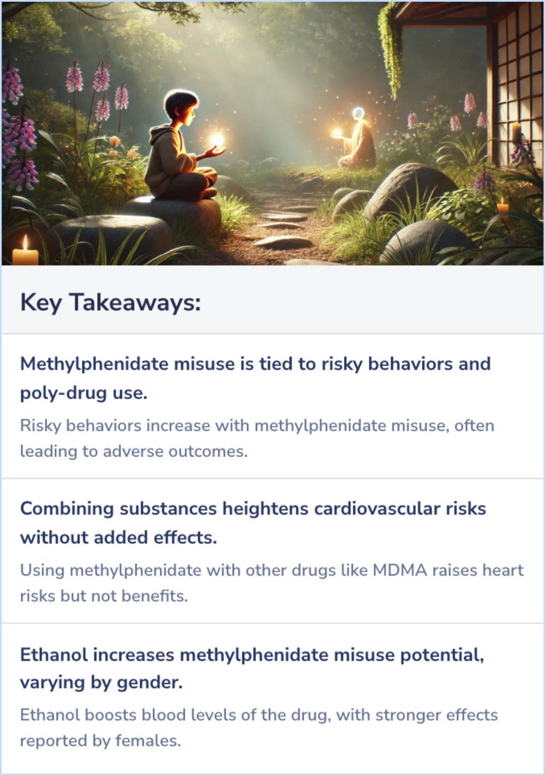 Key Takeaways for 4 Studies on the misuse of methylphenidate (Ritalin/Concerta)