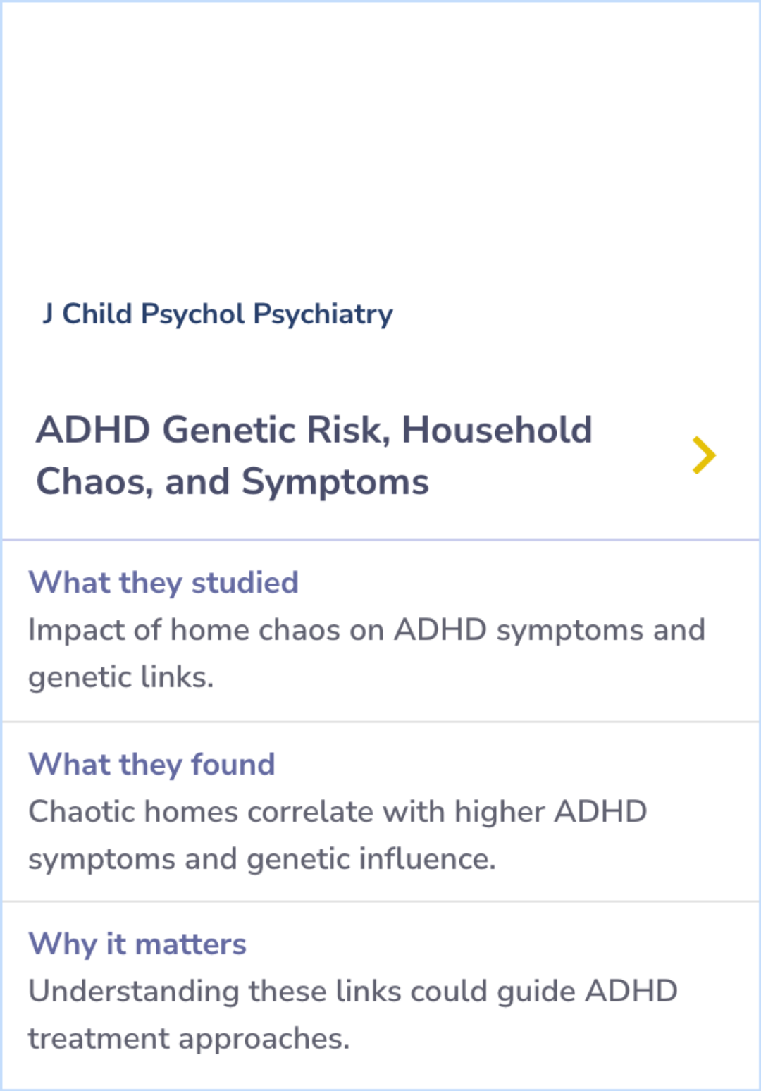 Visual Summary for Mother's and children's ADHD genetic risk, household chaos and children's ADHD symptoms: A gene-environment correlation study