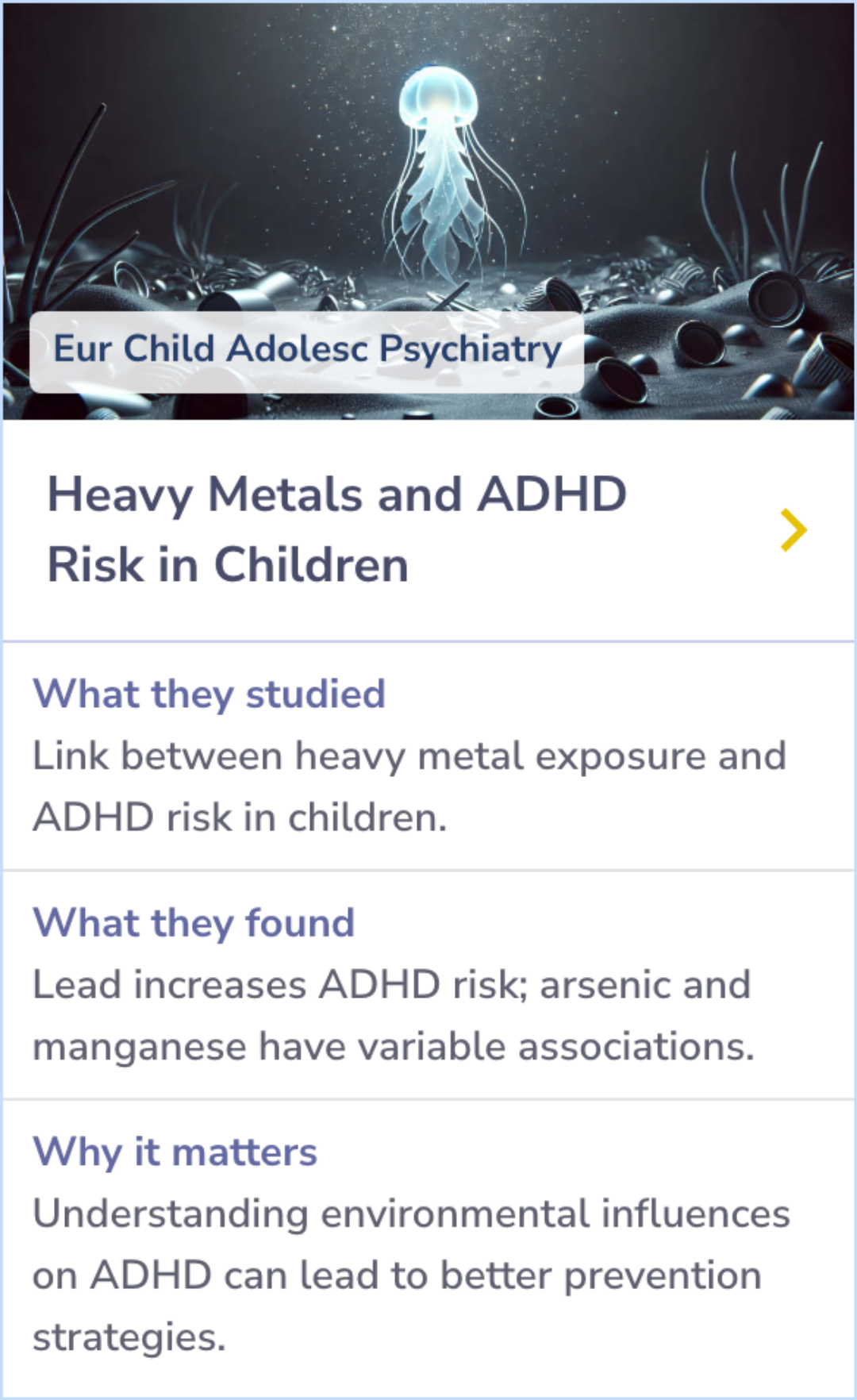 Visual Summary for Association between heavy metals exposure and risk of attention deficit hyperactivity disorder (ADHD) in children: a systematic review and meta-analysis