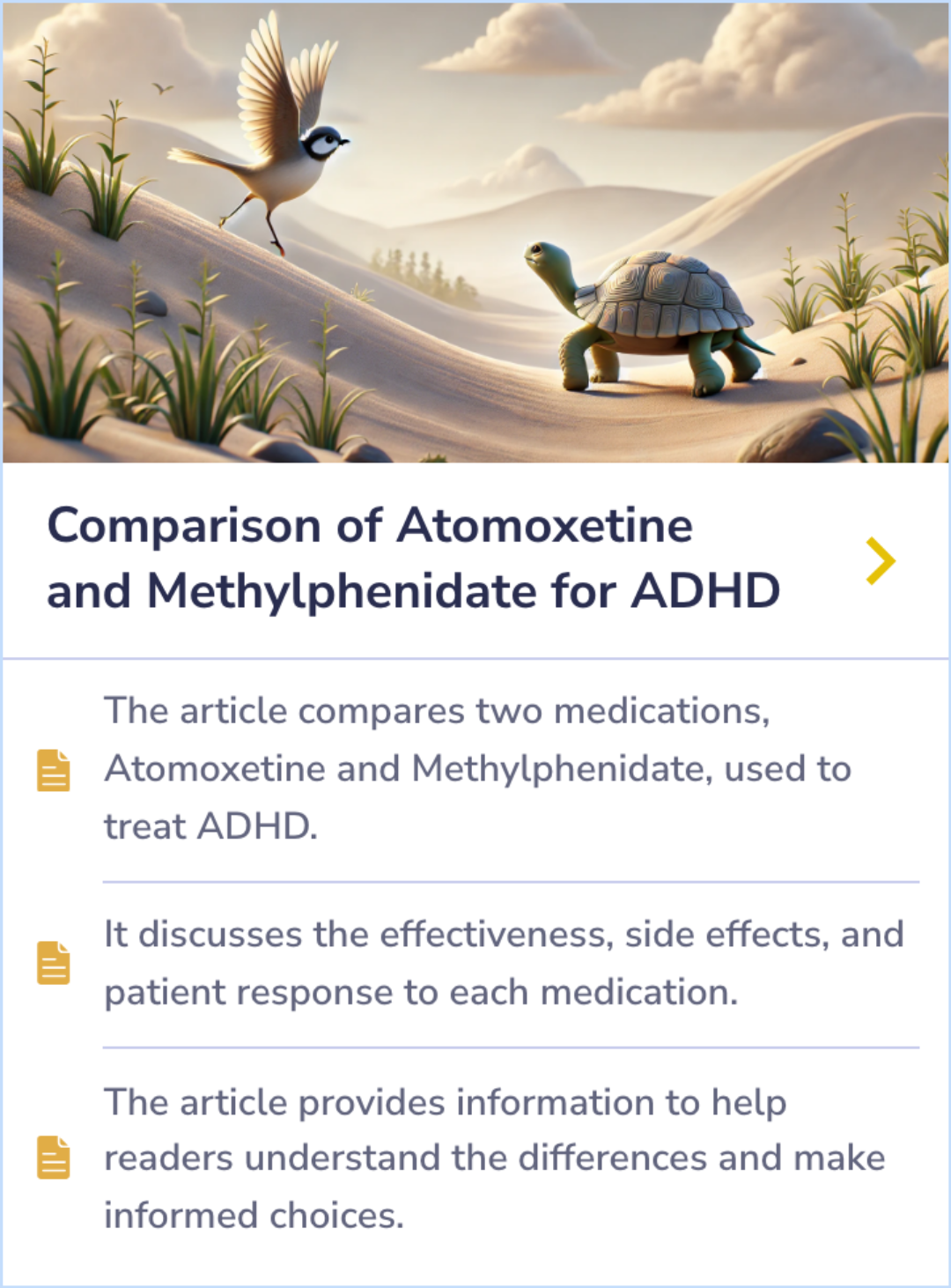 Summary Card outlining a study analysis on the effects of methylphenidate for ADHD in children and adolescents. It combines data from multiple trials and includes ratings from teachers, parents, and observers to assess the drug's benefits and risks using the GRADE method.