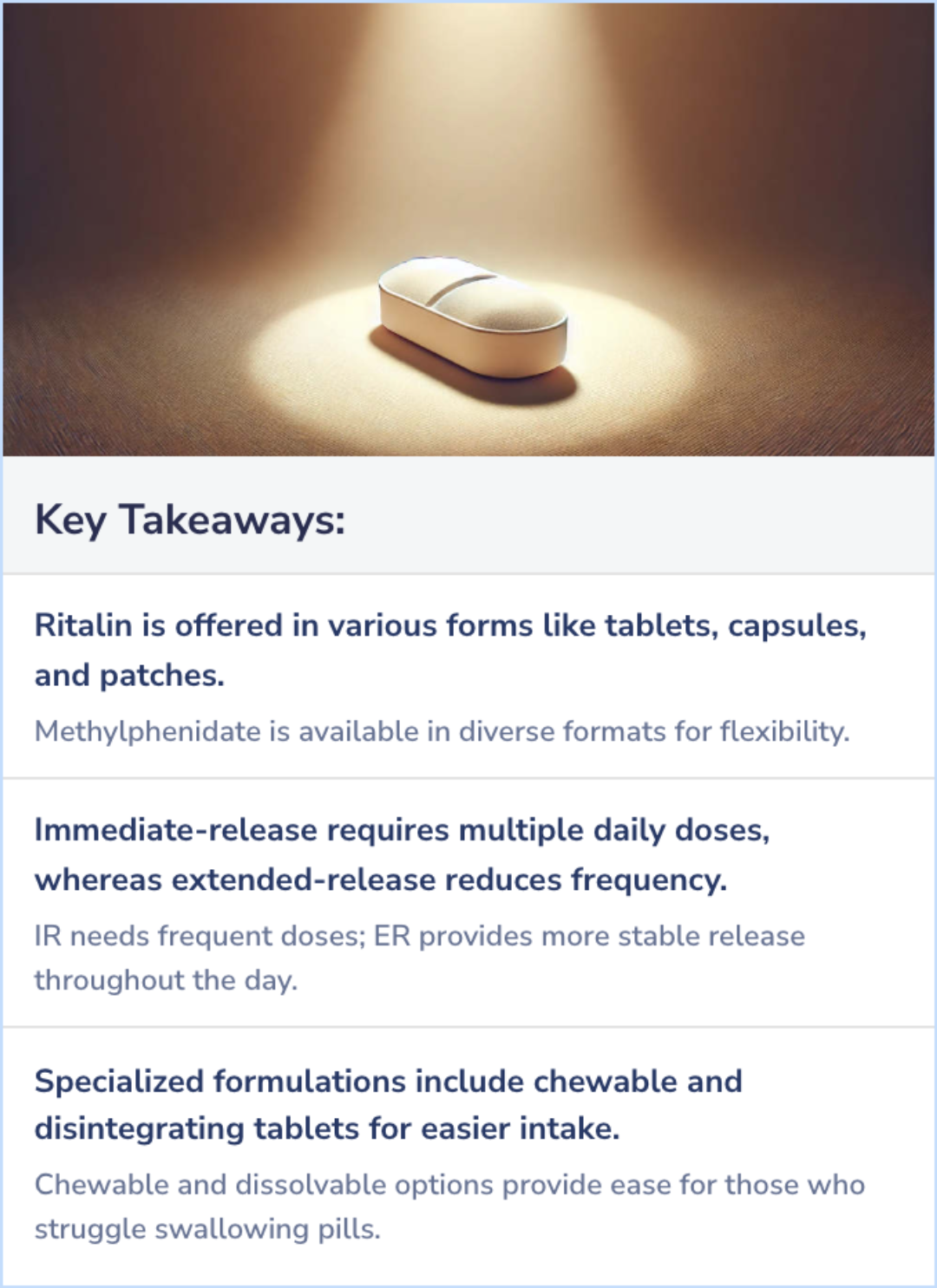 Key Takeaways for Ritalin Drug Forms Overview