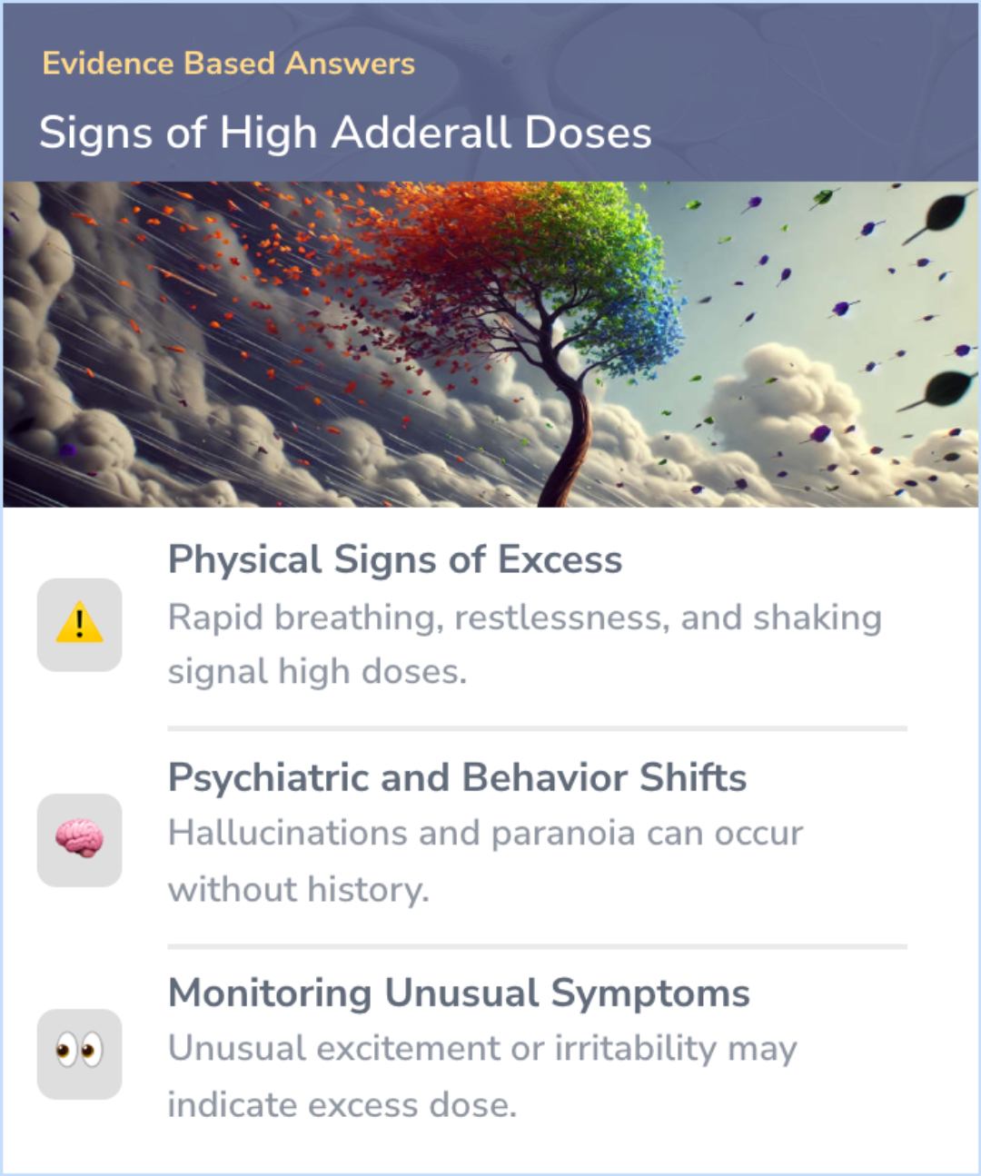 An infographic on How do you know if Adderall is too high?