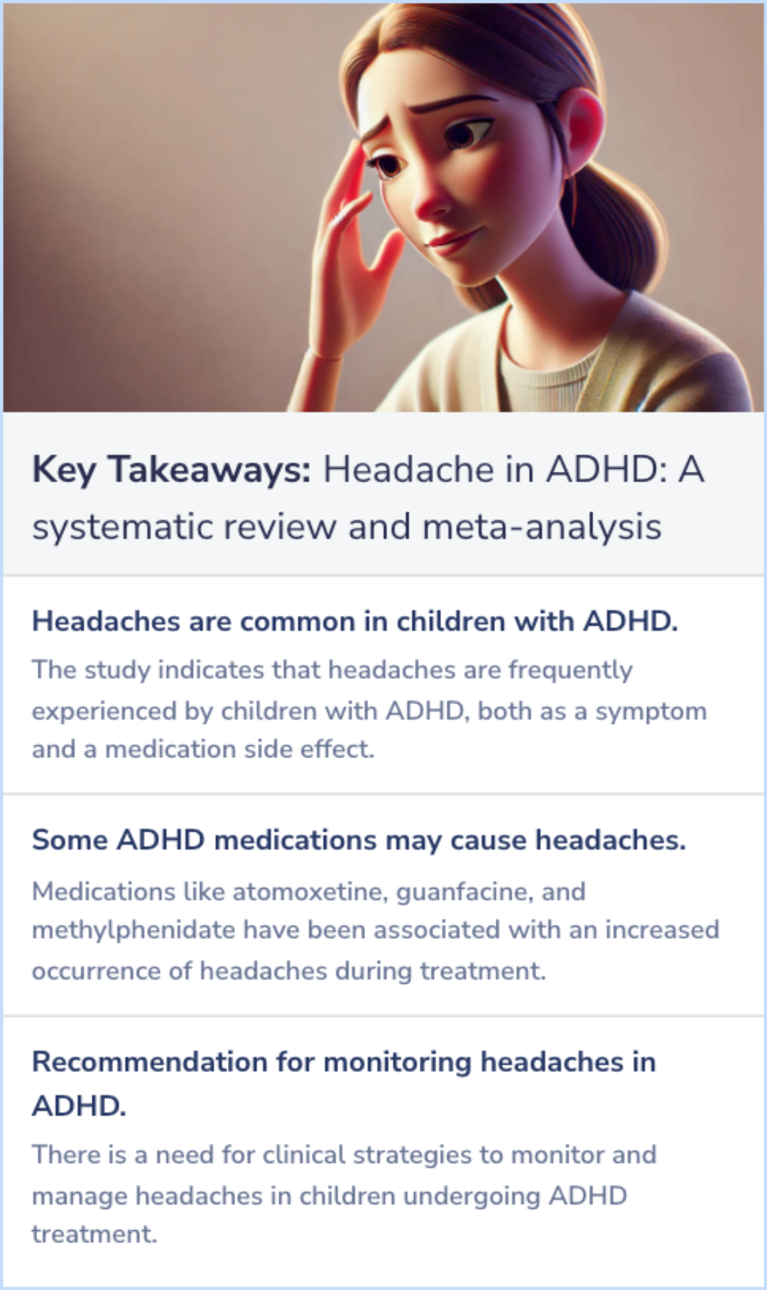 Key Takeaways for Headache in ADHD as comorbidity and a side effect of medications: a systematic review and meta-analysis