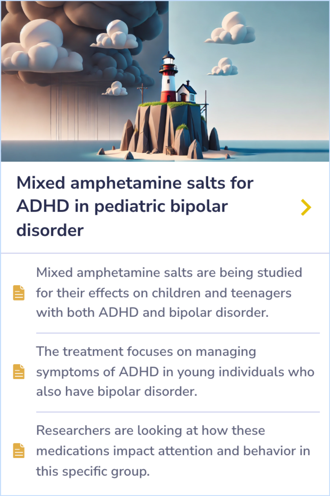 A Card summarizing nuanced comparisons of ADHD treatments, showcasing insights and outcomes between treatment approaches.